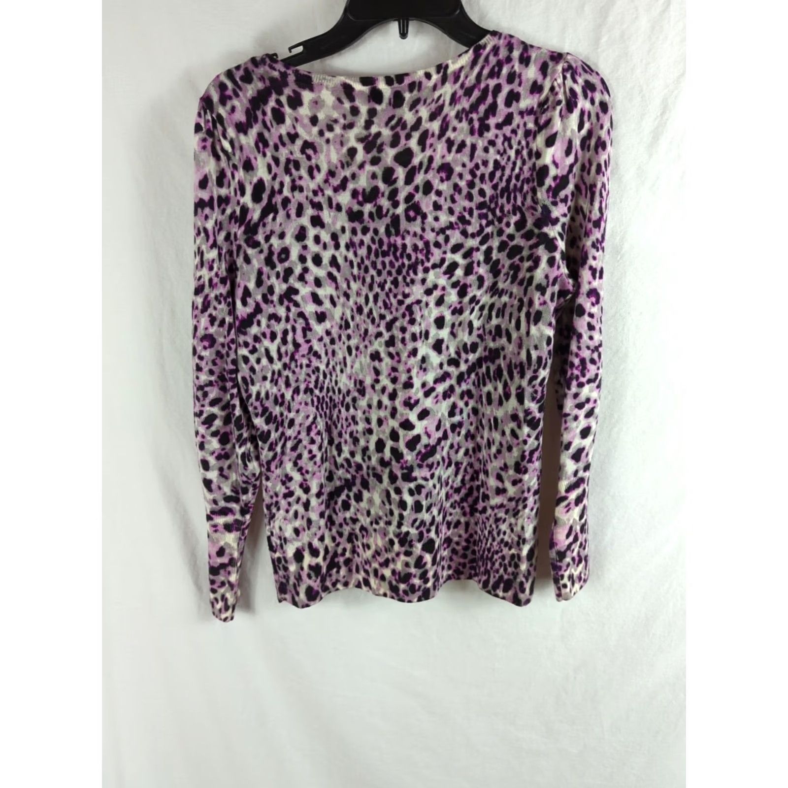 Talbots Talbots Sweater Puff Sleeve Swirl Animal Print S Women's Pullover Crew Neck Knit Merino Wool Lightweight Multicolor Size S / US 4 / IT 40 - 6 Thumbnail