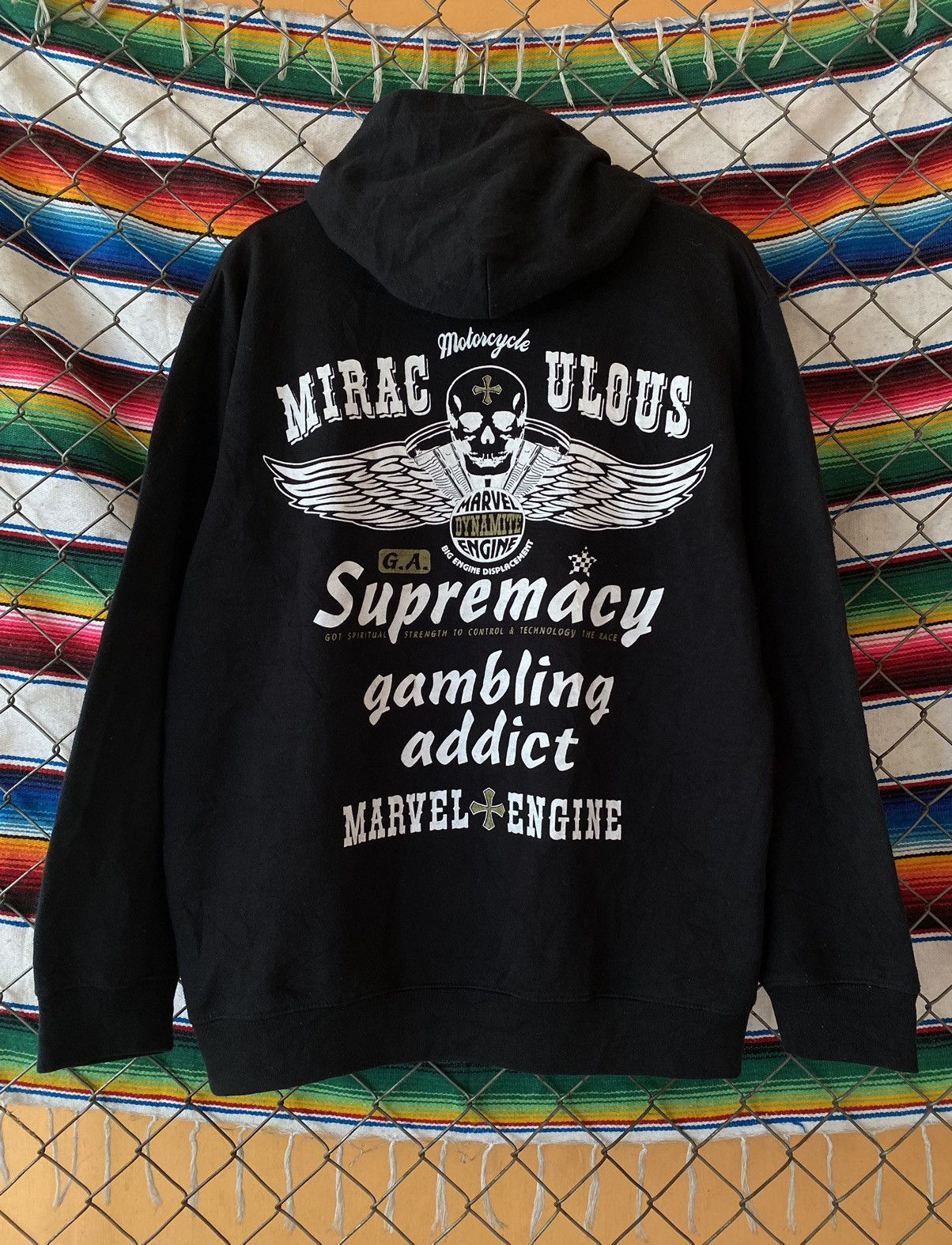 image of Hysteric Glamour x If Six Was Nine Bullet Noise Skull Hoodie in Black, Men's (Size Large)