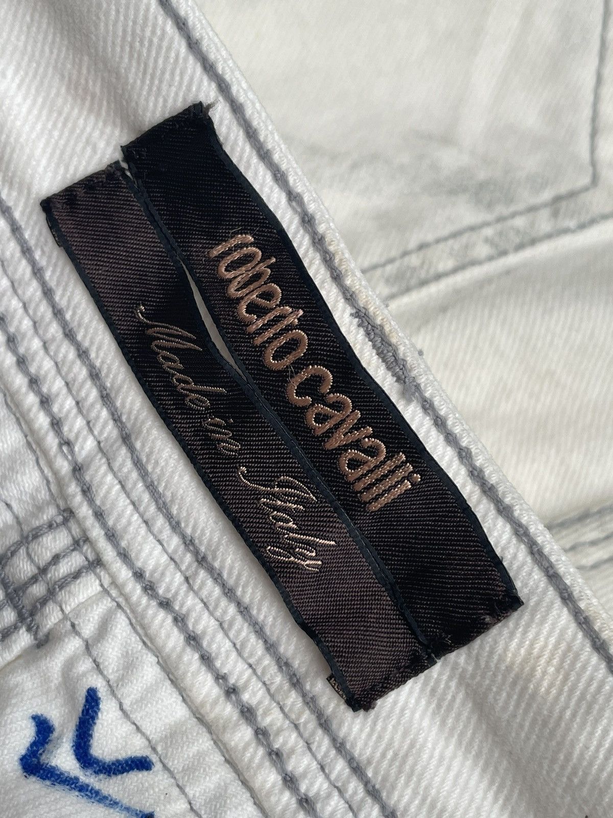 Roberto Cavalli Roberto Cavalli White/Grey Abstract Denim Size 32" / US 10 / IT 46 - 11 Thumbnail