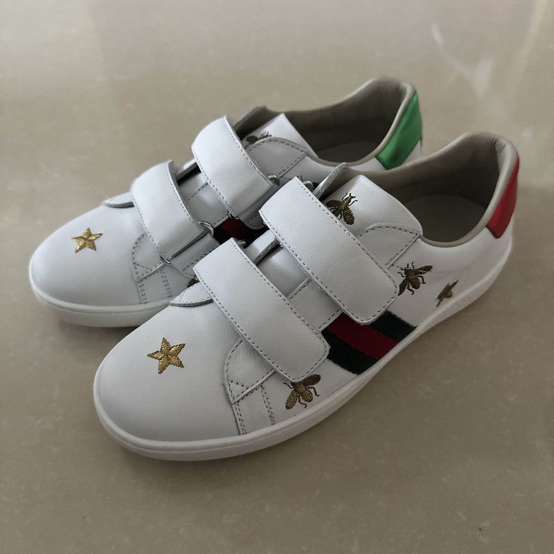 Gucci Gucci Kids' White Ace Sneakers with Embroidery - Size US 5 / EU 37 - 1 Thumbnail