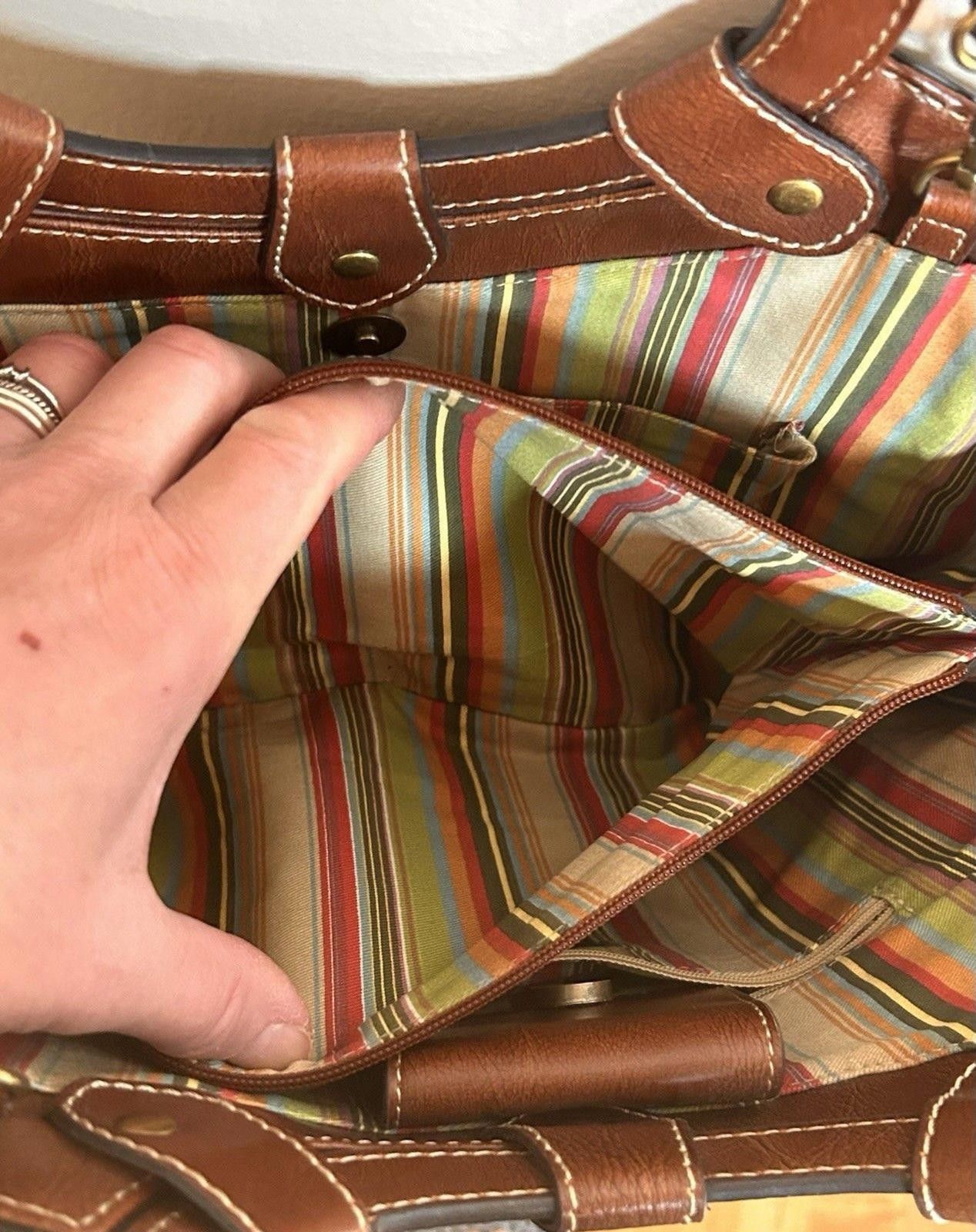 Fossil Vintage Y2K Fossil Purse Woven Straw w/ Leather Accent Bag Size ONE SIZE - 7 Thumbnail