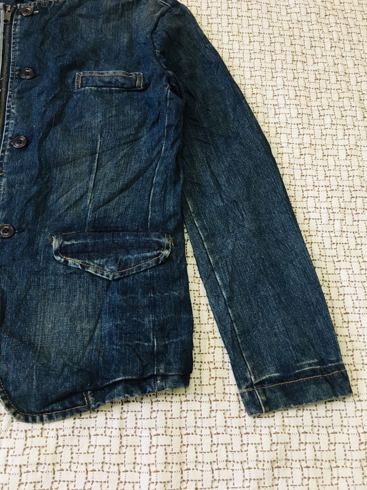 Japanese Brand Press Attache Spiral Zipper Denim Jacket (17) Size US L / EU 52-54 / 3 - 7 Thumbnail