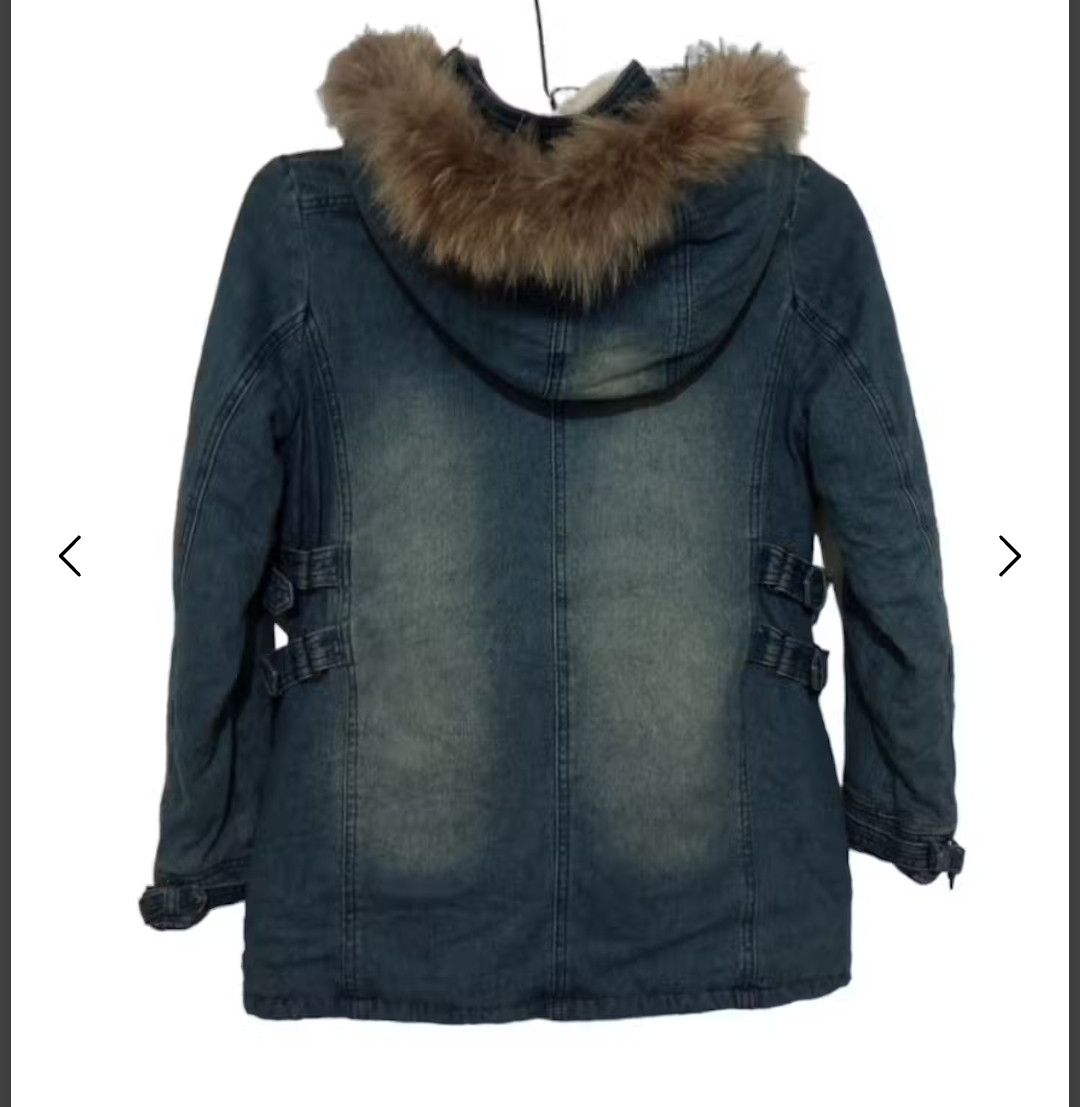 If Six Was Nine Mohair Denim Parka Rabbit Fur Hood Cecil McBee Size M / US 6-8 / IT 42-44 - 14 Thumbnail