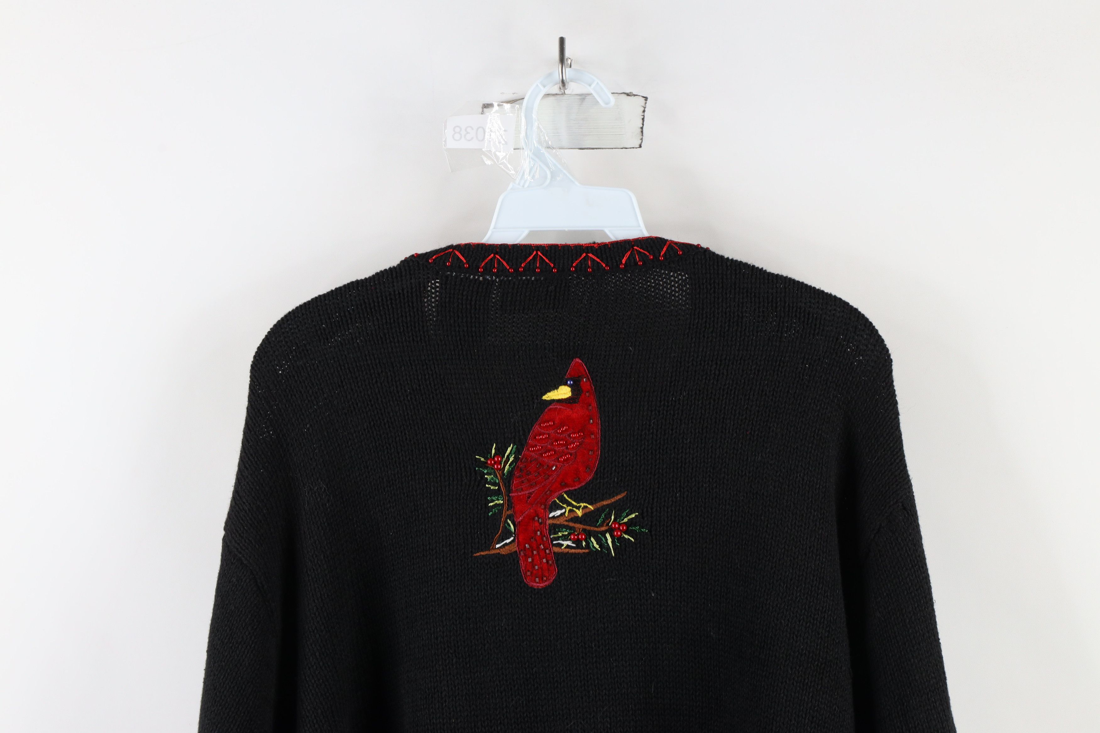 Vintage Deadstock Vintage 90s Christmas Bird Flower Cardigan Sweater Size 4XL / US 24-26 - 12 Thumbnail
