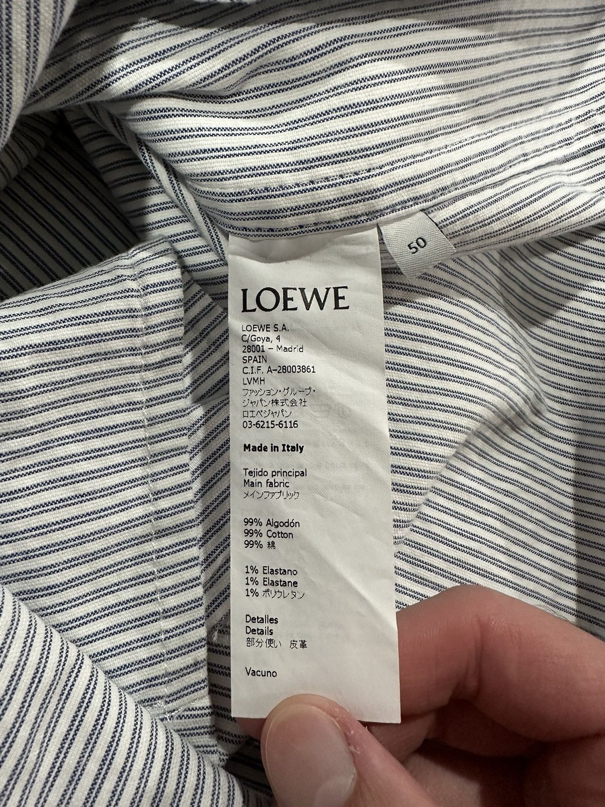 Loewe Loewe Oxford Striped Button Shirt Jacket Leather Patch Logo Size US L / EU 52-54 / 3 - 11 Thumbnail