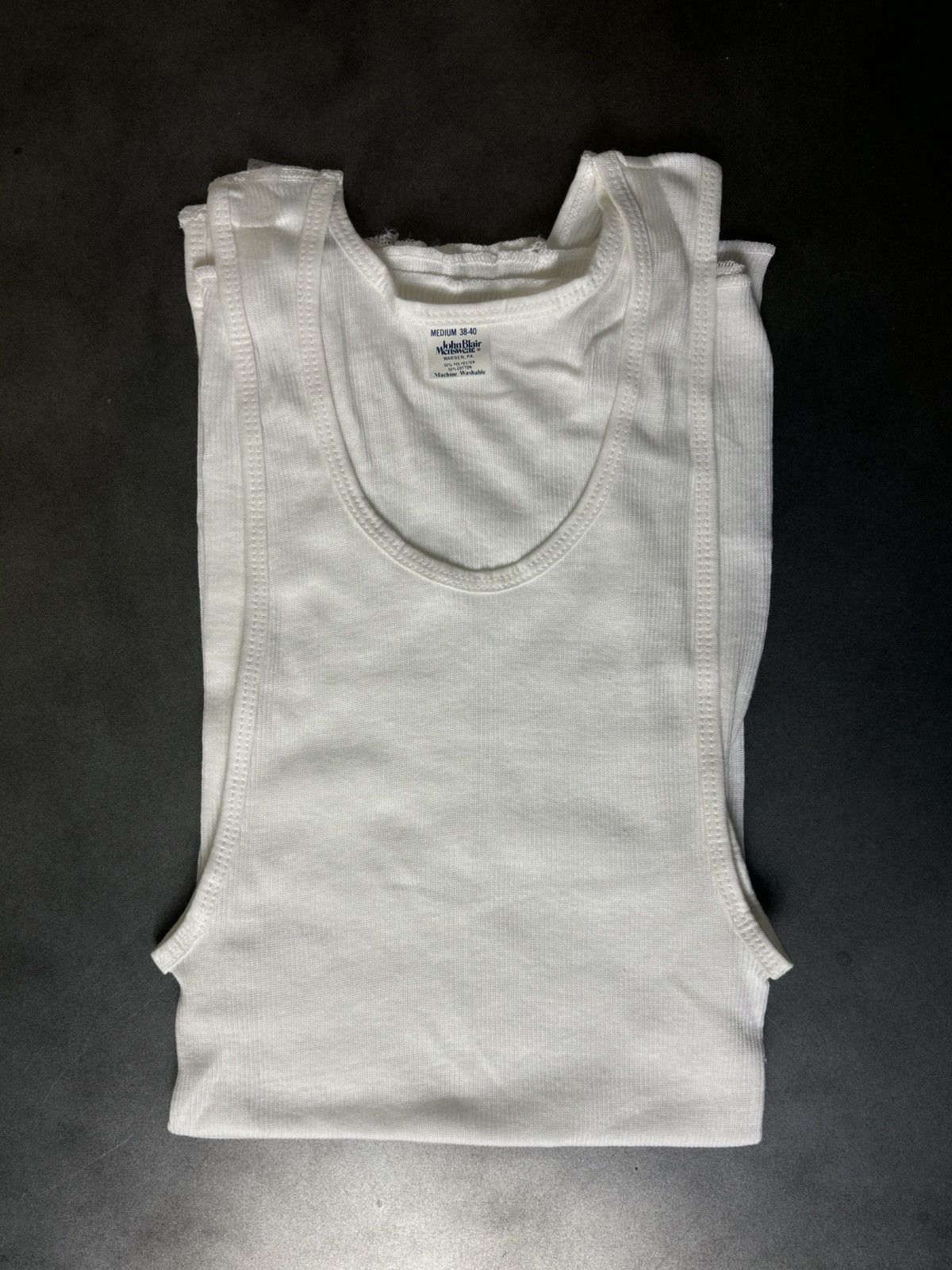 Vintage 2 Pairs Deadstock 1980s Vintage Tank Tops Made in USA Mens Size US M / EU 48-50 / 2 - 14 Thumbnail