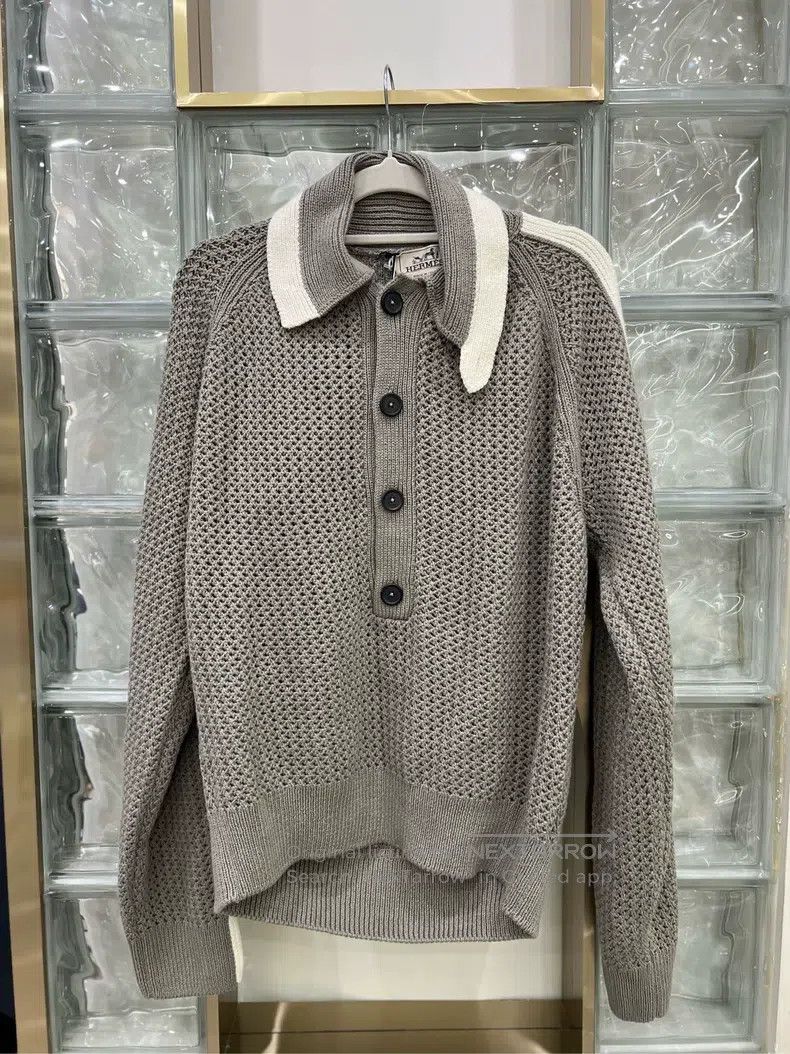 Hermes Hermes Men's color-block polo neck knitted long-sleeve swe Size US M / EU 48-50 / 2 - 1 Thumbnail