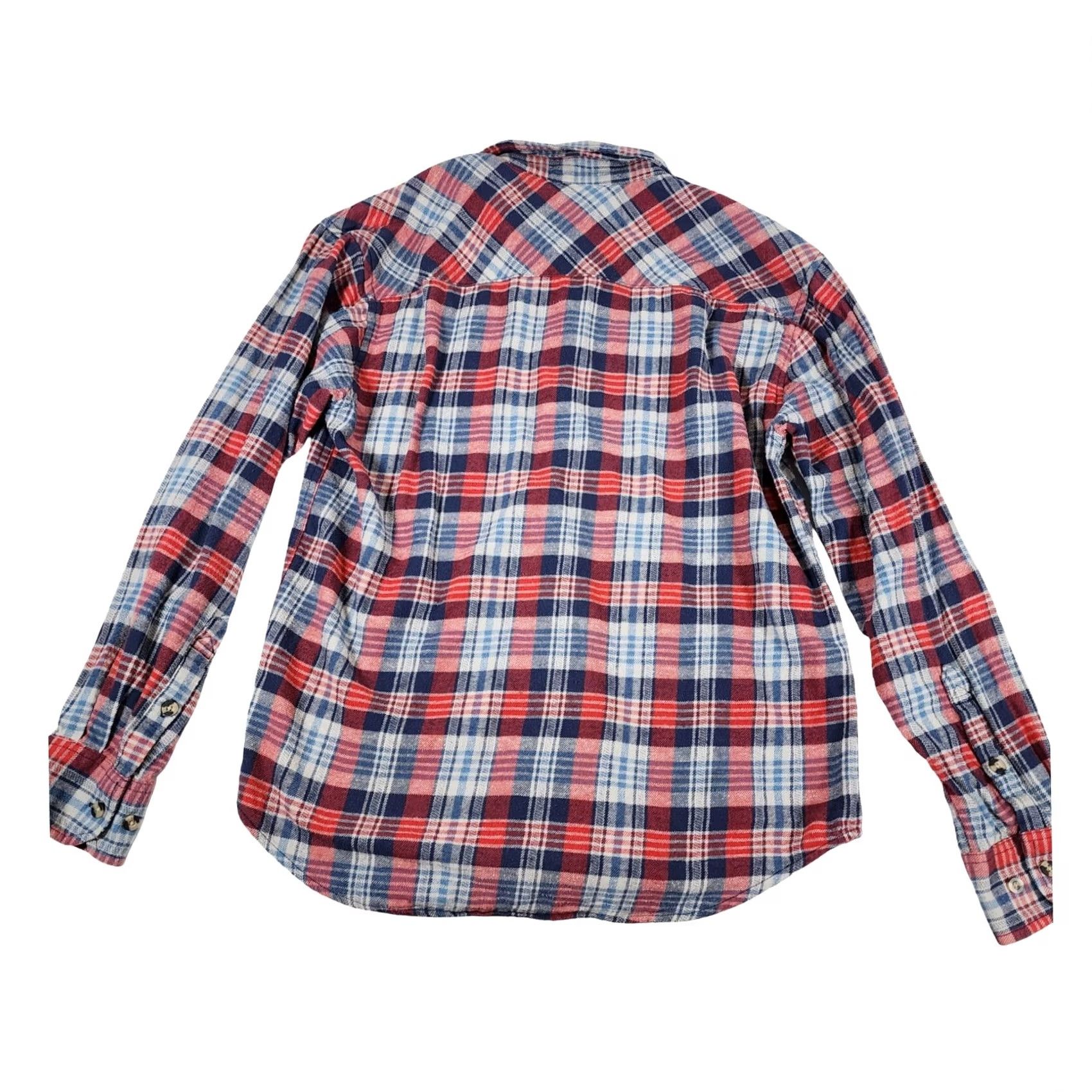 Vintage Ranch Tough Plaid Flannel Shirt Mens Medium Red White Blue Long Sleeve Cotton Button-Up Shirt Size US M / EU 48-50 / 2 - 8 Thumbnail