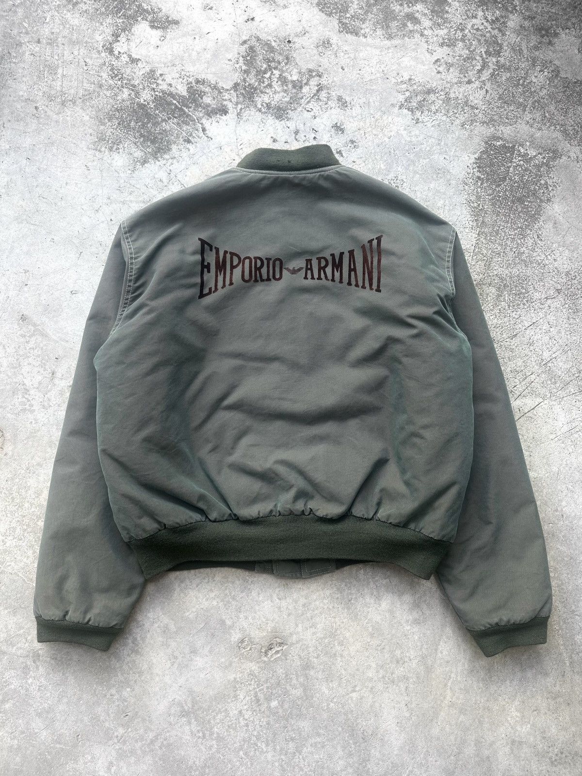 Emporio Armani 90s Iridescent Felt Logo Bomber Size US L / EU 52-54 / 3 - 3 Thumbnail