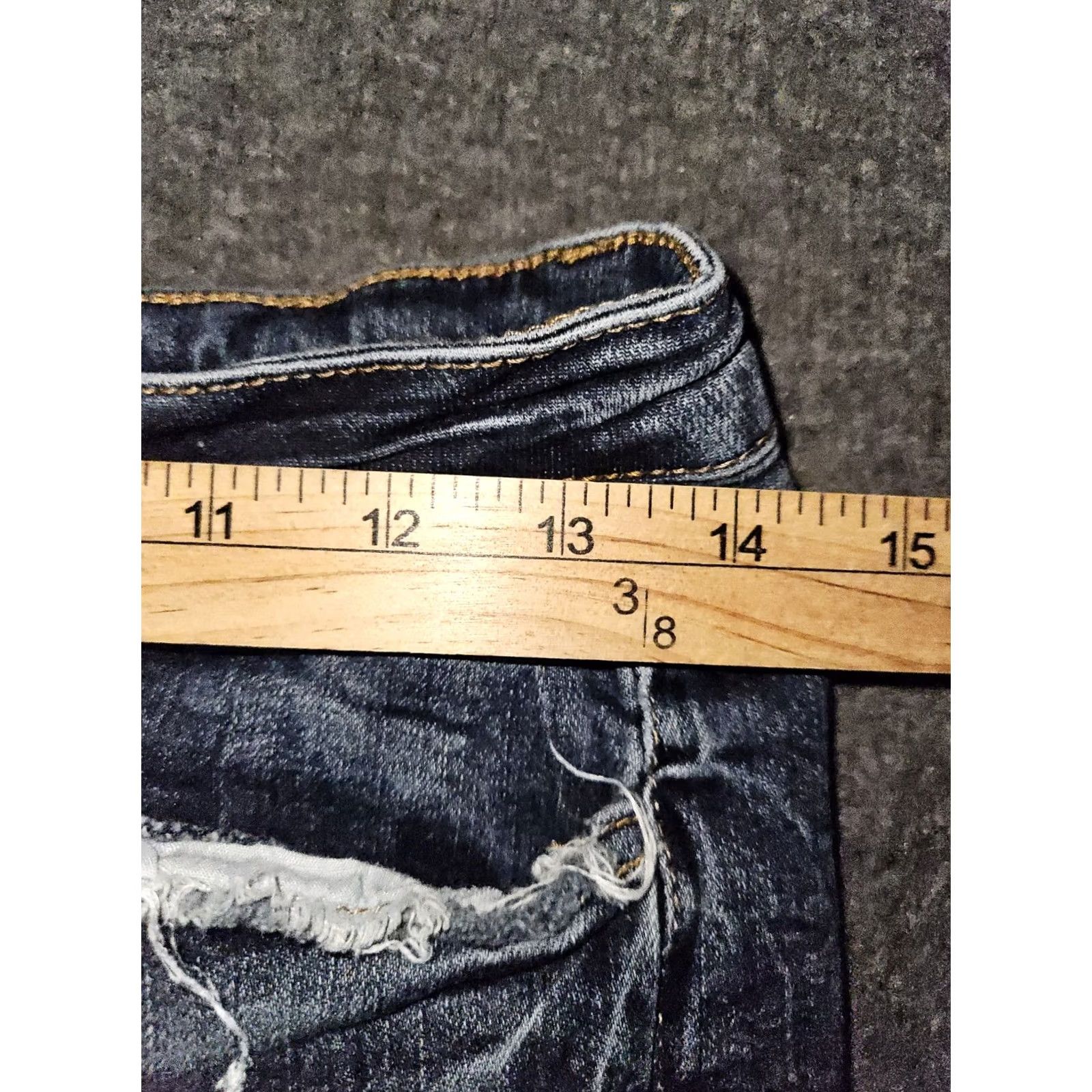 Vintage Kancan Skinny Jeans Women's 27 Low Rise Blue Frayed Hem Distressed Preppy Jeans Distressed Pockets Stretch Zipper Button City 90s Womens Size 27" / US 4 / IT 40 - 4 Thumbnail