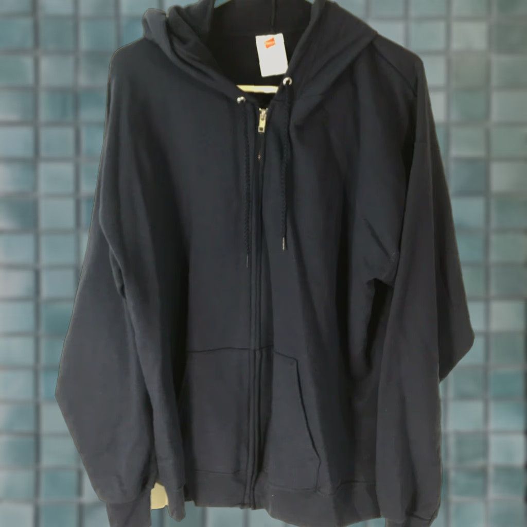 Hanes Hanes Ecosmart Mens Long Sleeves Navy Blue Full Zip Hoodie Jacket Size Large Size US L / EU 52-54 / 3 - 1 Thumbnail