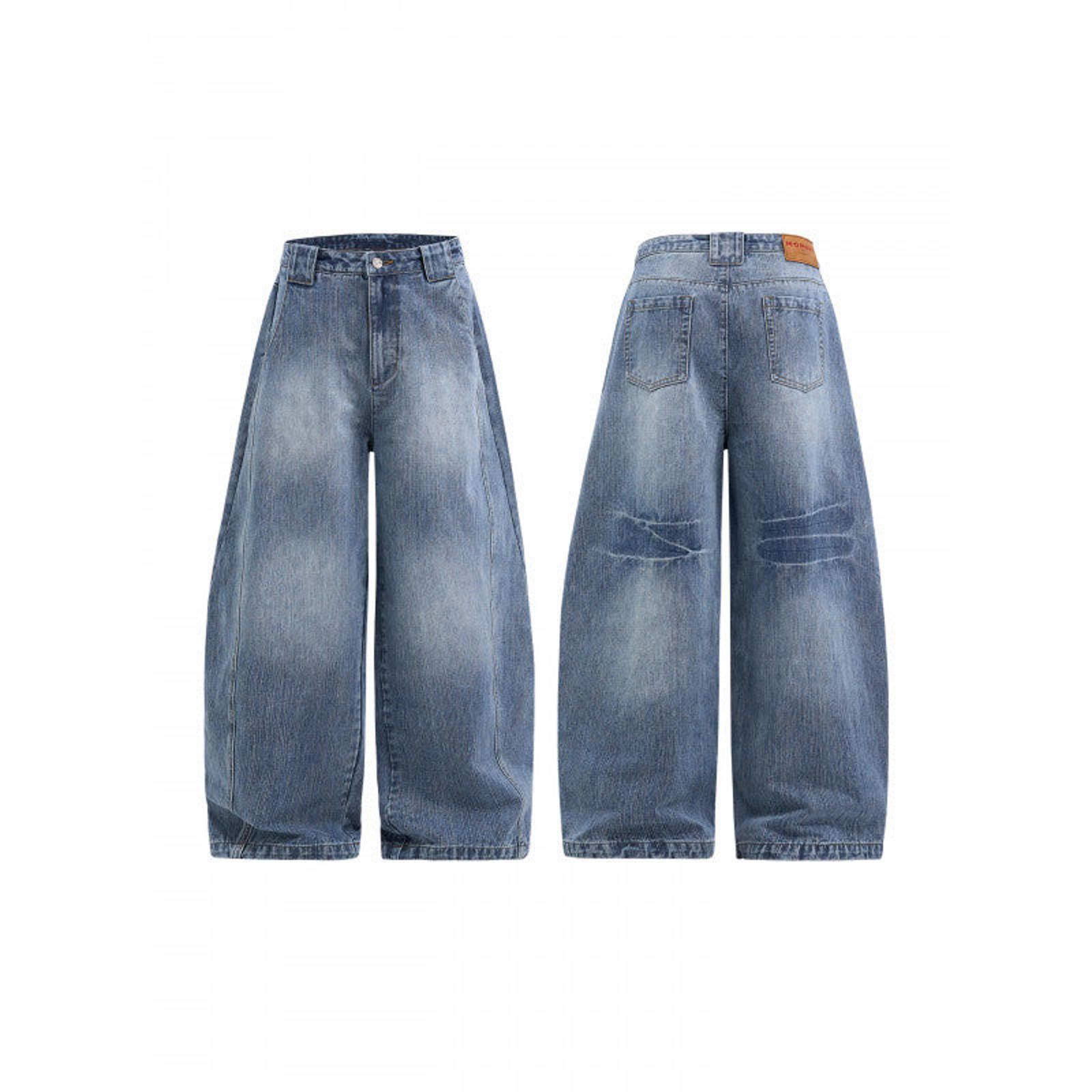 Vintage Blue Wide Leg Denim Jeans, Baggy Street Style Jeans Size US 32 / EU 48 - 4 Thumbnail