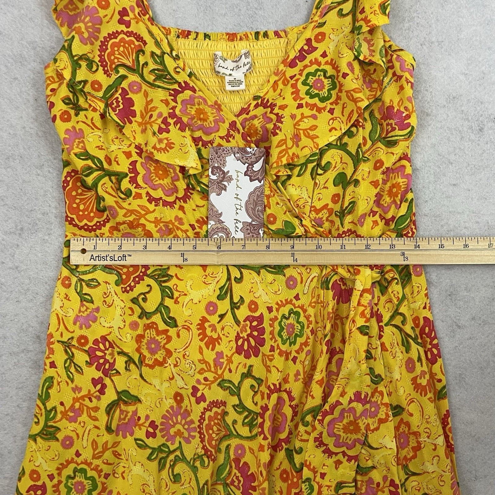 Other Band of the Free Anya Wrap Dress Womens Medium Yellow Floral Size M / US 6-8 / IT 42-44 - 6 Thumbnail