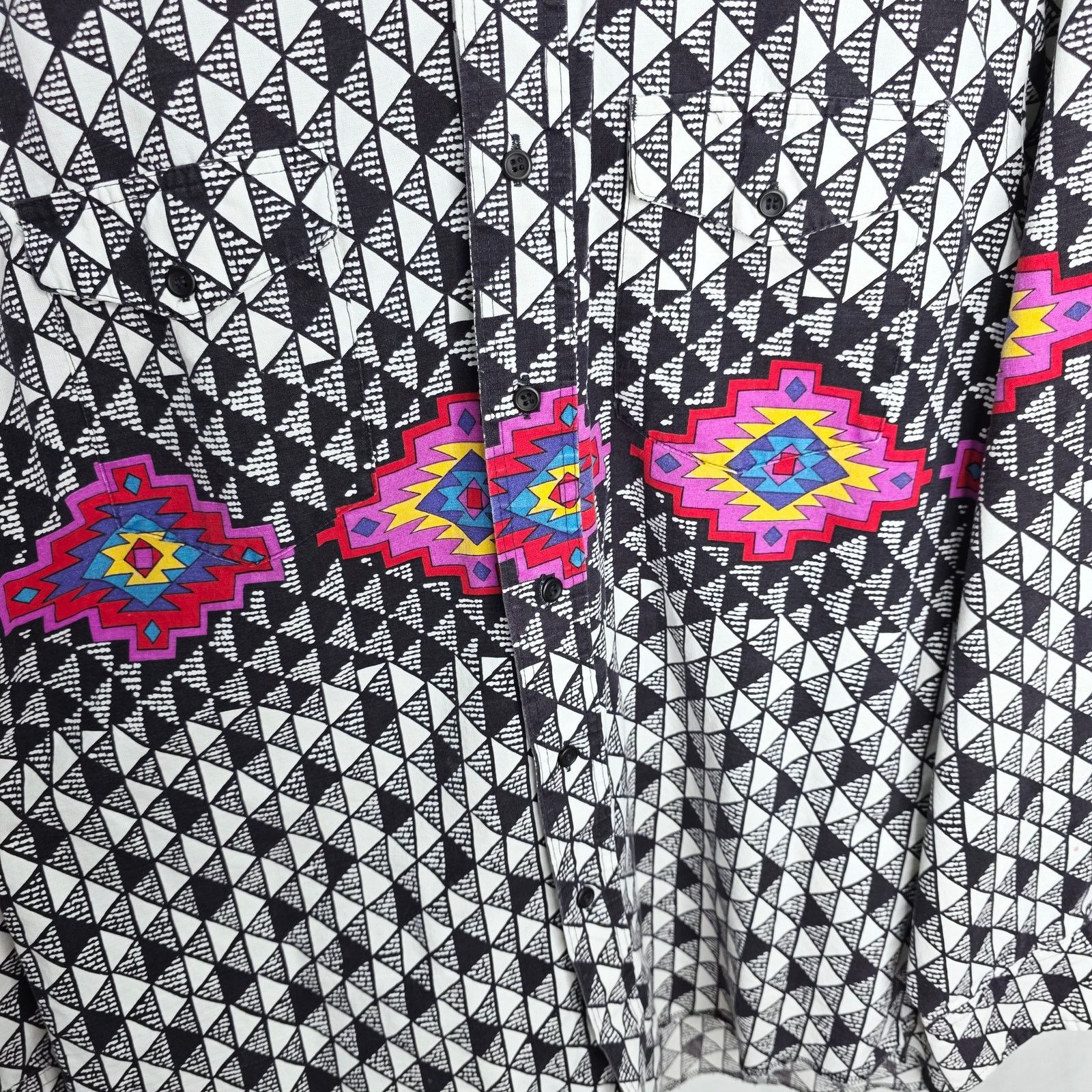 Wrangler Vintage Wrangler Cowboy Cut Black & White Aztec Shirt Size US M / EU 48-50 / 2 - 2 Thumbnail