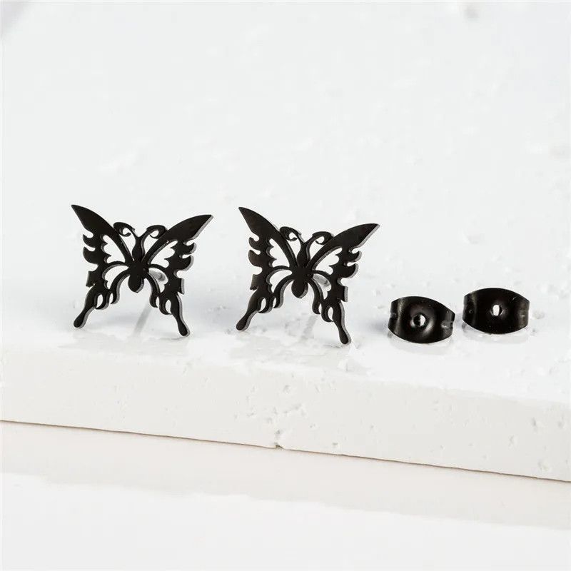 Jewelry Delicate Butterfly Mini Stud Earrings Charm Earring Gift Size ONE SIZE - 1 Preview