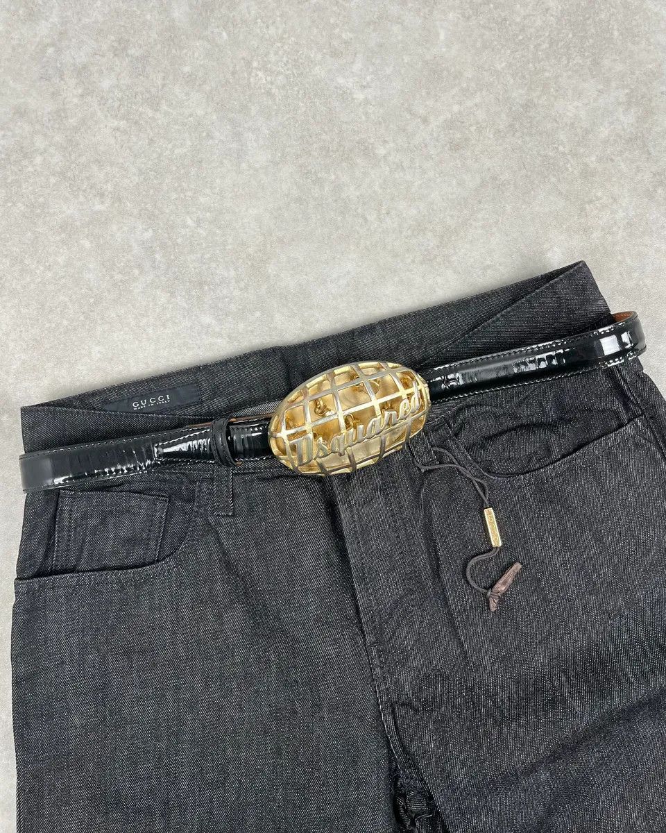Dsquared2 Dsquared2 Black Leather Golden Globe Belt Size ONE SIZE - 1 Thumbnail