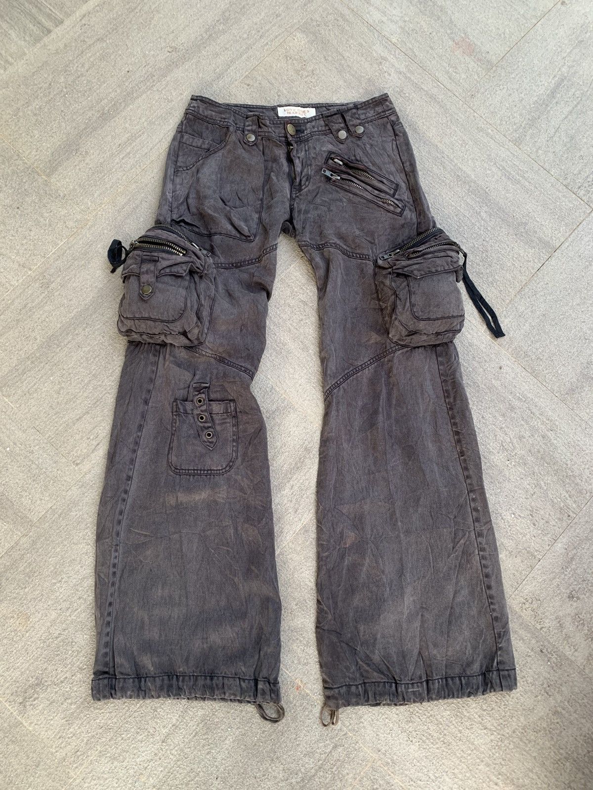 Japanese Brand Vintage Love Girls Flared Cargo Pants Size 29" - 2 Thumbnail