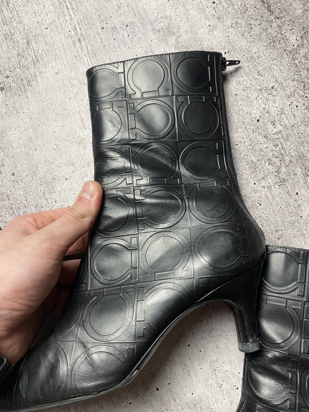Salvatore Ferragamo Salvatore Ferragamo Monogram Leather Boots Size US 6 / IT 36 - 8 Thumbnail