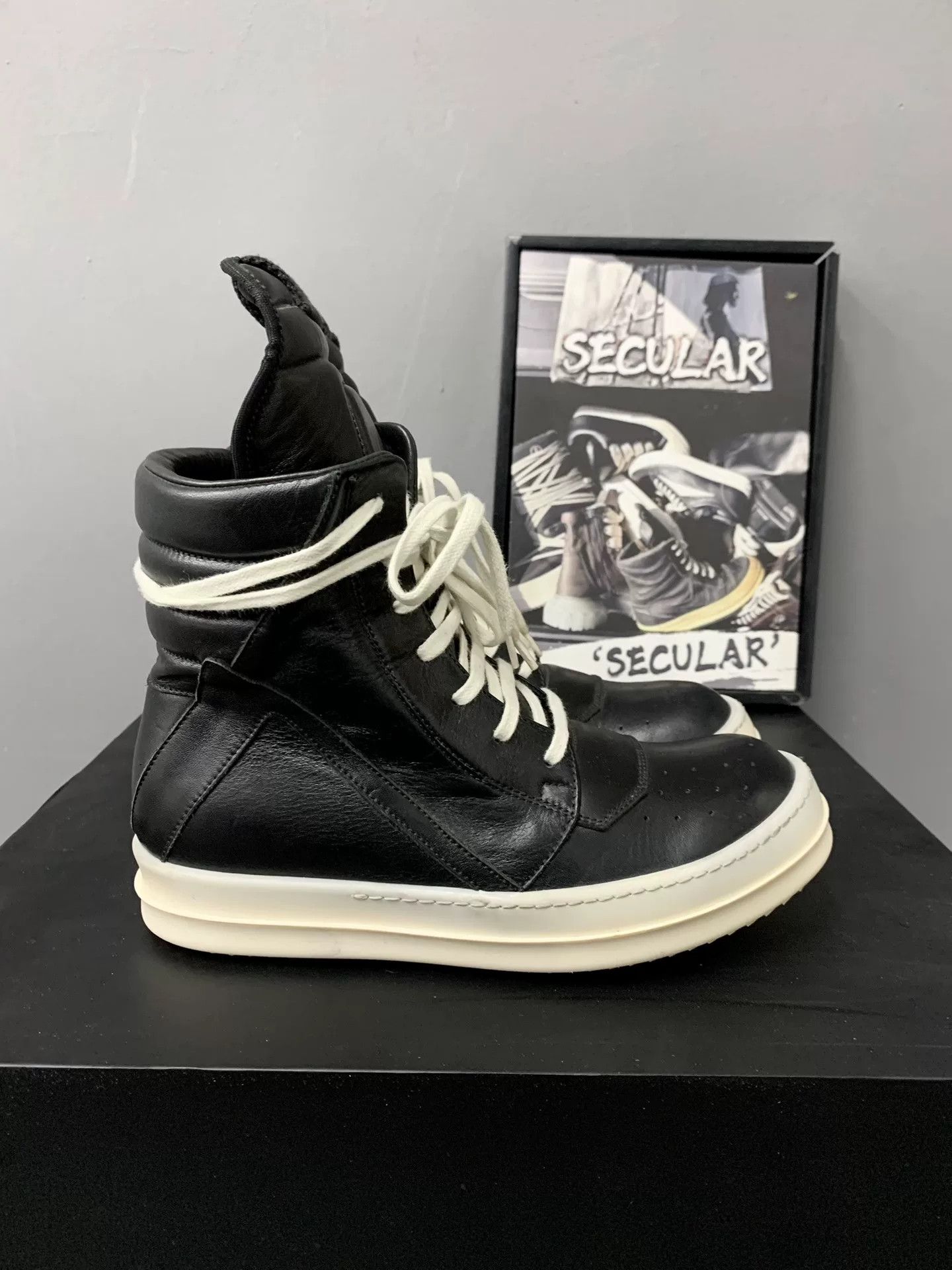 Rick Owens Rick Owens Geobasket Black Leather Size US 5 / IT 35 - 1 Thumbnail
