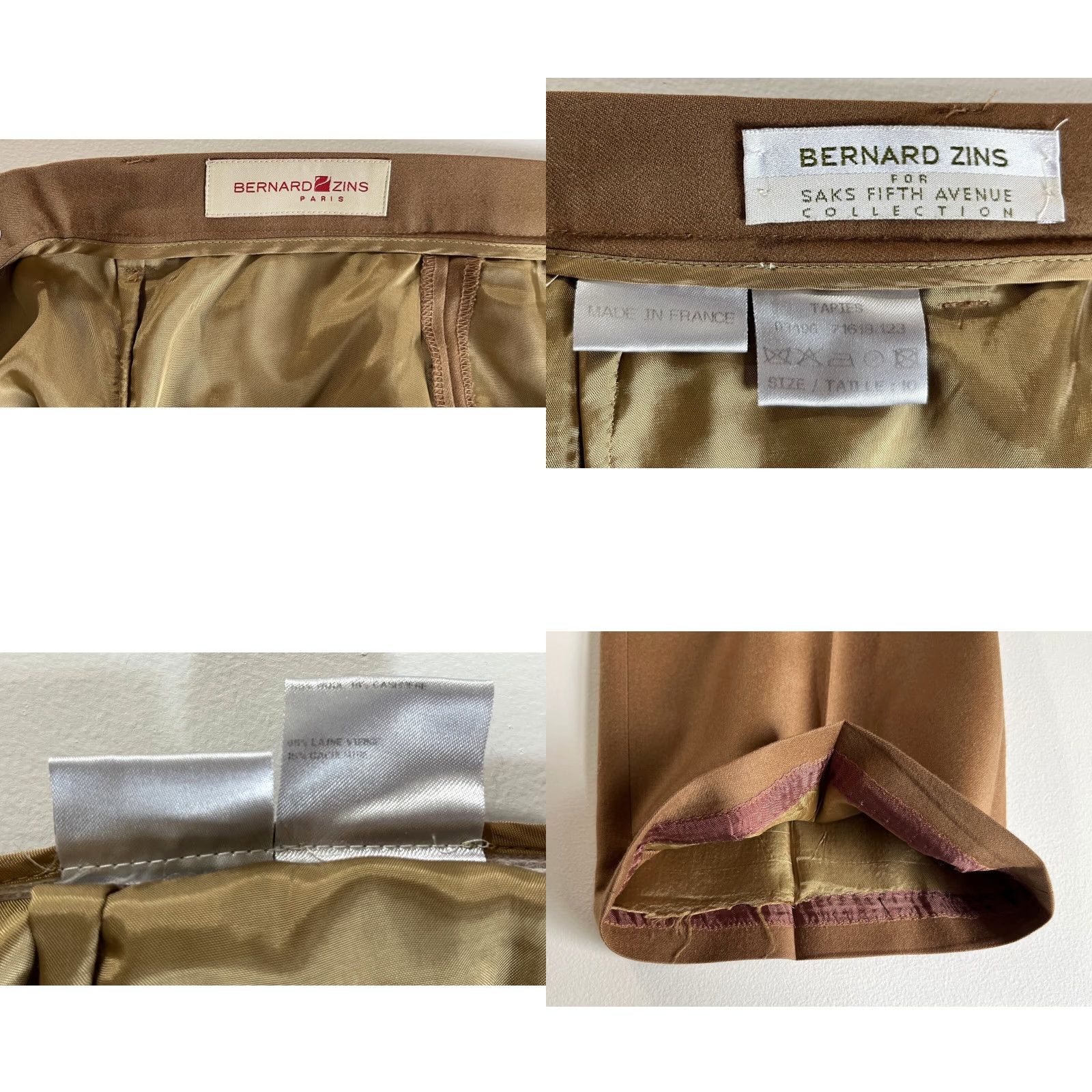 Vintage VINTAGE Bernard Zins Paris Women’s Dress Pants Wool Cashmere size 10 Brown High Rise Straight Inseam 29.5 in Lined Size 32" / US 10 / IT 46 - 8 Thumbnail