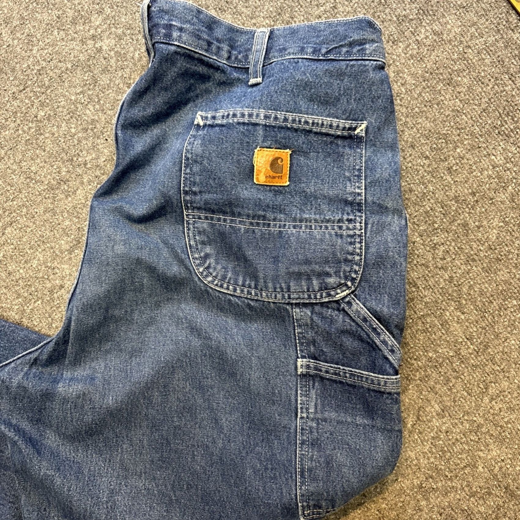 Carhartt VINTAGE Carhartt Jeans 40x30 Blue Denim Dungaree Baggy Utility 90s Grunge Logo DST B13 DST Mens Size US 40 / EU 56 - 3 Thumbnail