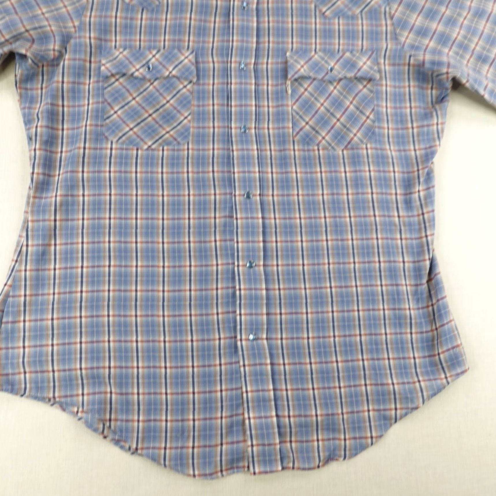 Levi's VINTAGE Levi's Shirt Mens Large Blue Plaid Western Pearl Snap Ranch White Tab 70s Size US L / EU 52-54 / 3 - 4 Thumbnail