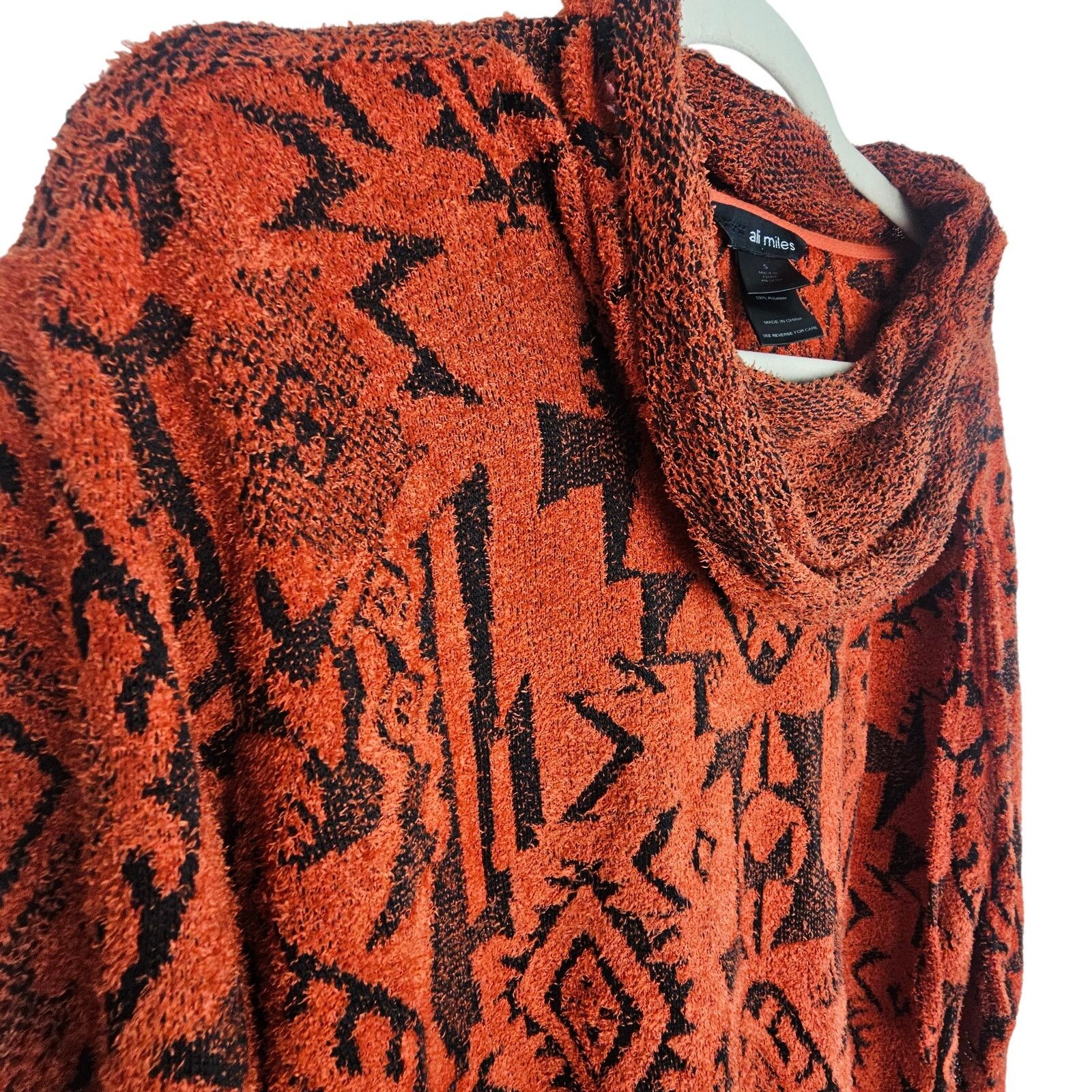 Miles New York Ali Miles Aztec Tribal Cowl Neck Fuzzy Sweater Southwestern Size S / US 4 / IT 40 - 5 Thumbnail