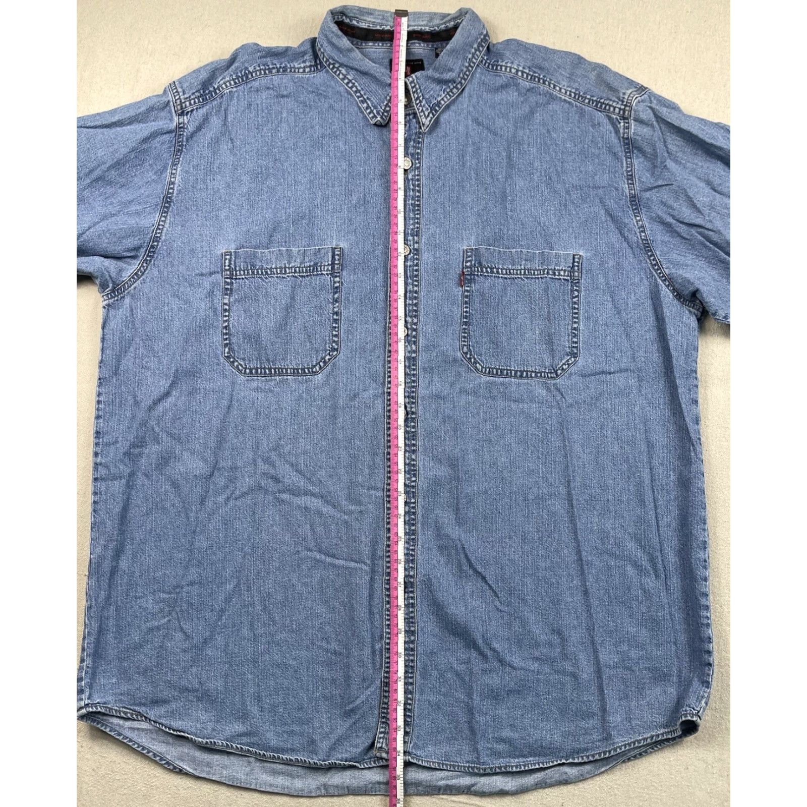 Levi's VINTAGE Levi's Red Tab Denim Shirt XL Blue Long Sleeve Button-Up Pockets 90s Mens Size US XL / EU 56 / 4 - 6 Thumbnail