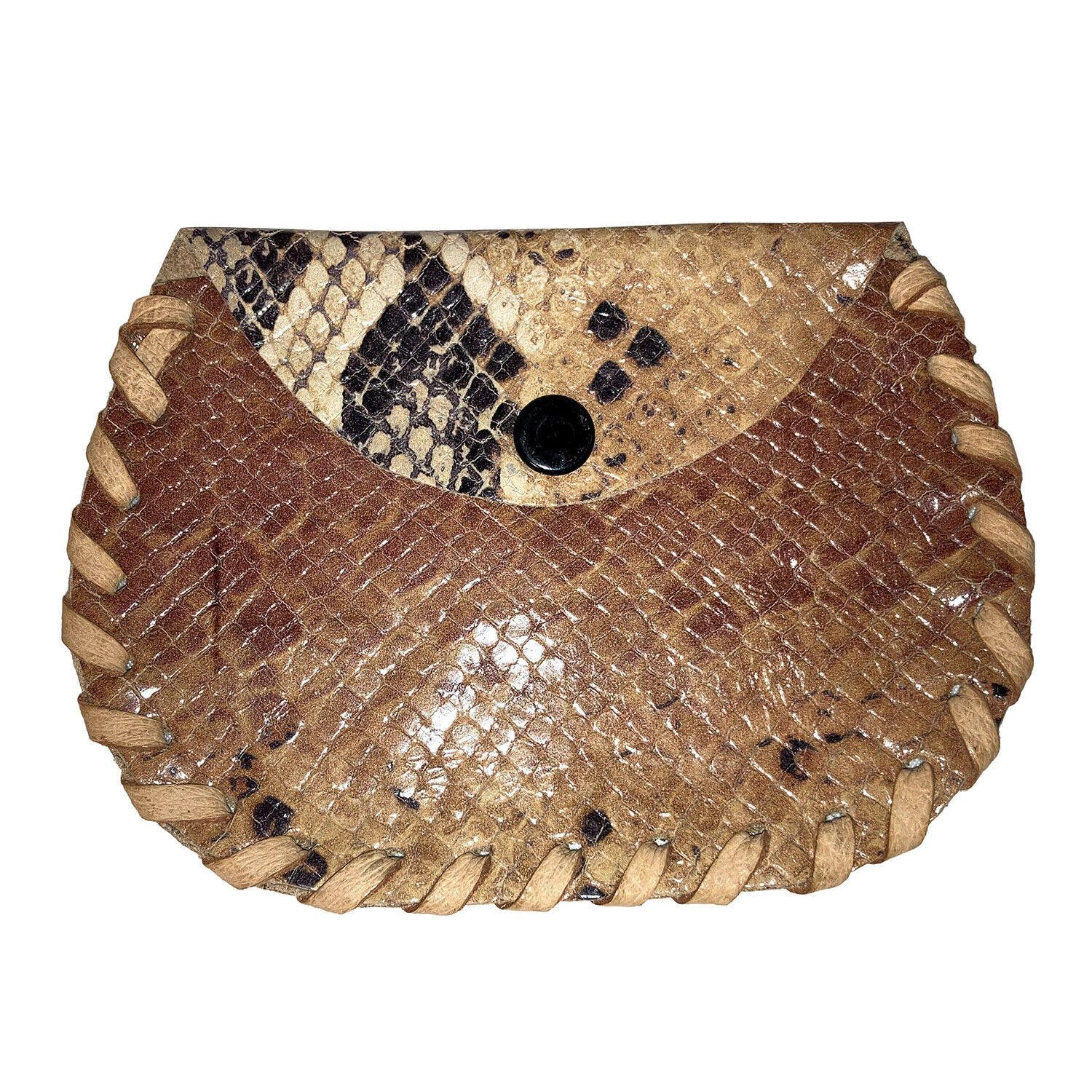 Handmade Mexican Artisan Hand Made Snake Skin Leather Change Purse Size ONE SIZE - 1 Thumbnail