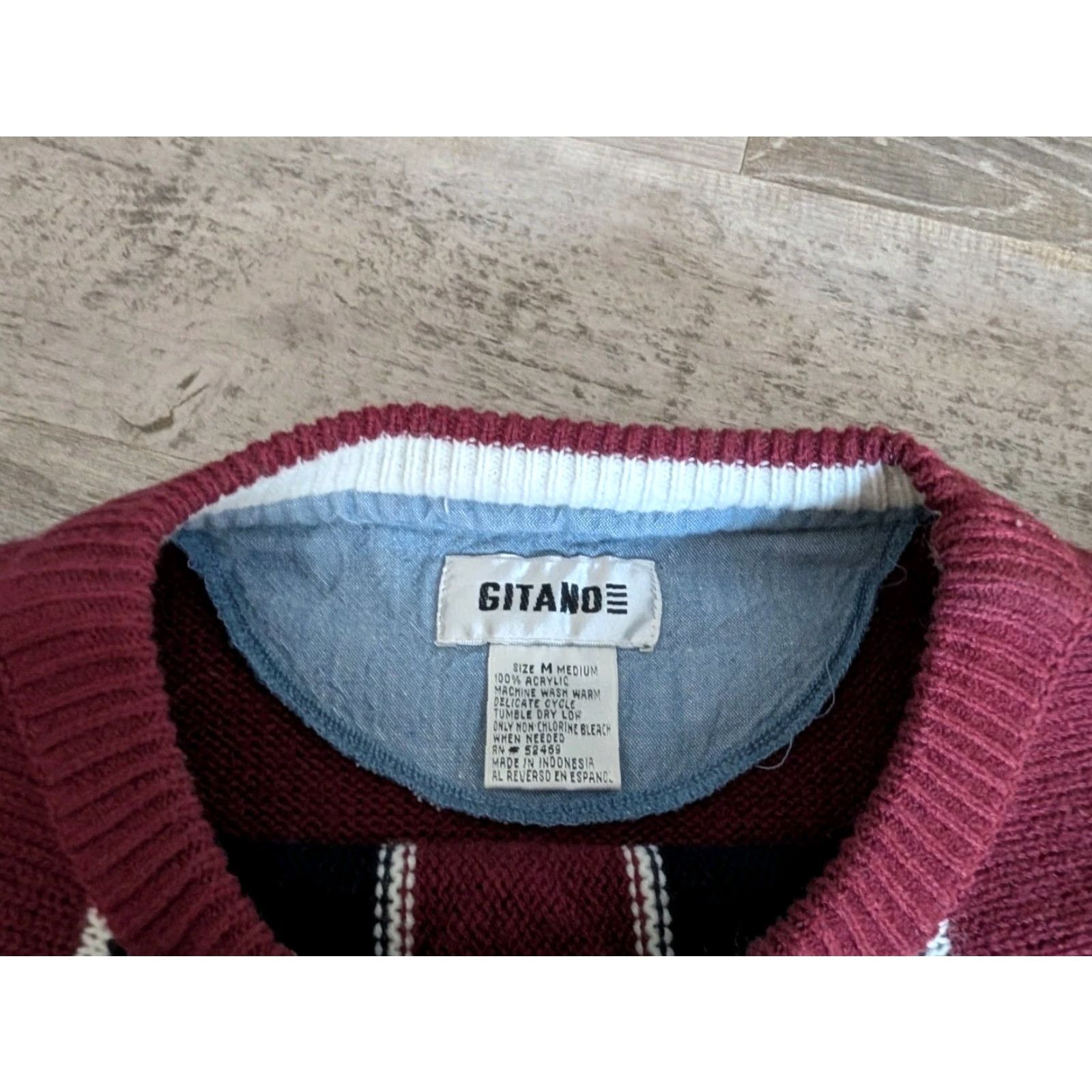 Vintage VINTAGE Gitano Striped Crew Neck Sweater Mens Size M Burgundy Black Long Sleeve 80s 90s Classic Size US M / EU 48-50 / 2 - 7 Thumbnail