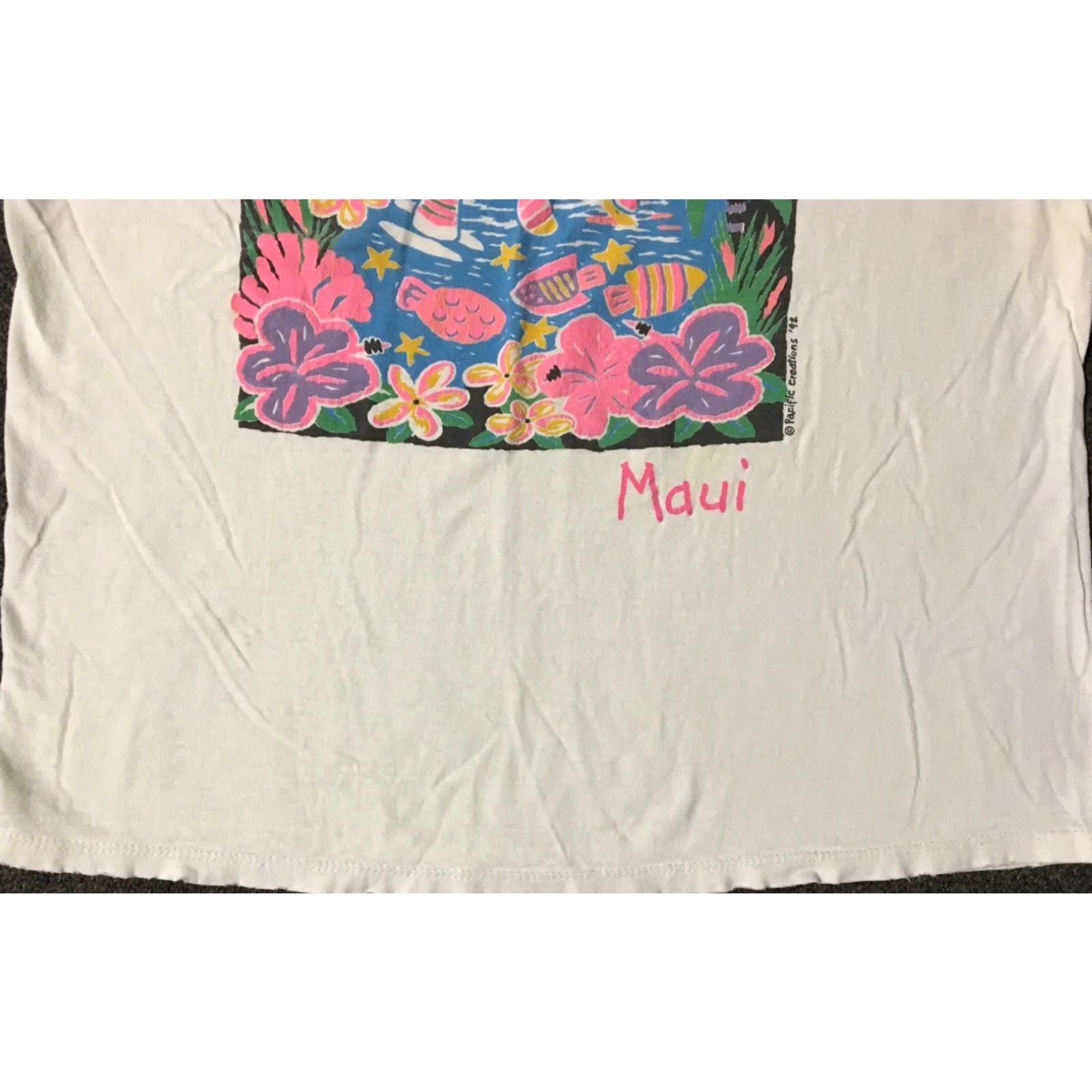 Paradise VINTAGE 90s Maui Hawaii Paradise Distress Shirt S White Beach Grunge Surf Art T-Shirt Mens Small Single Stitch Kawaii? Size US S / EU 44-46 / 1 - 4 Thumbnail