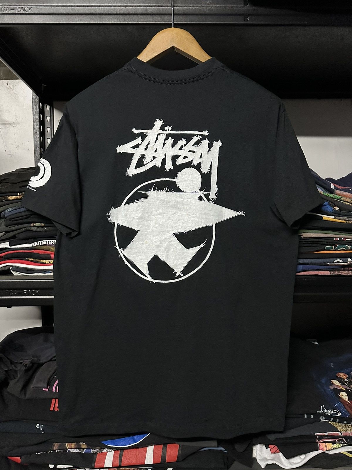 Stussy Fresh Gear Surf Skate T-shirt, Men's Size Medium cotton black type Vintage Second Hand