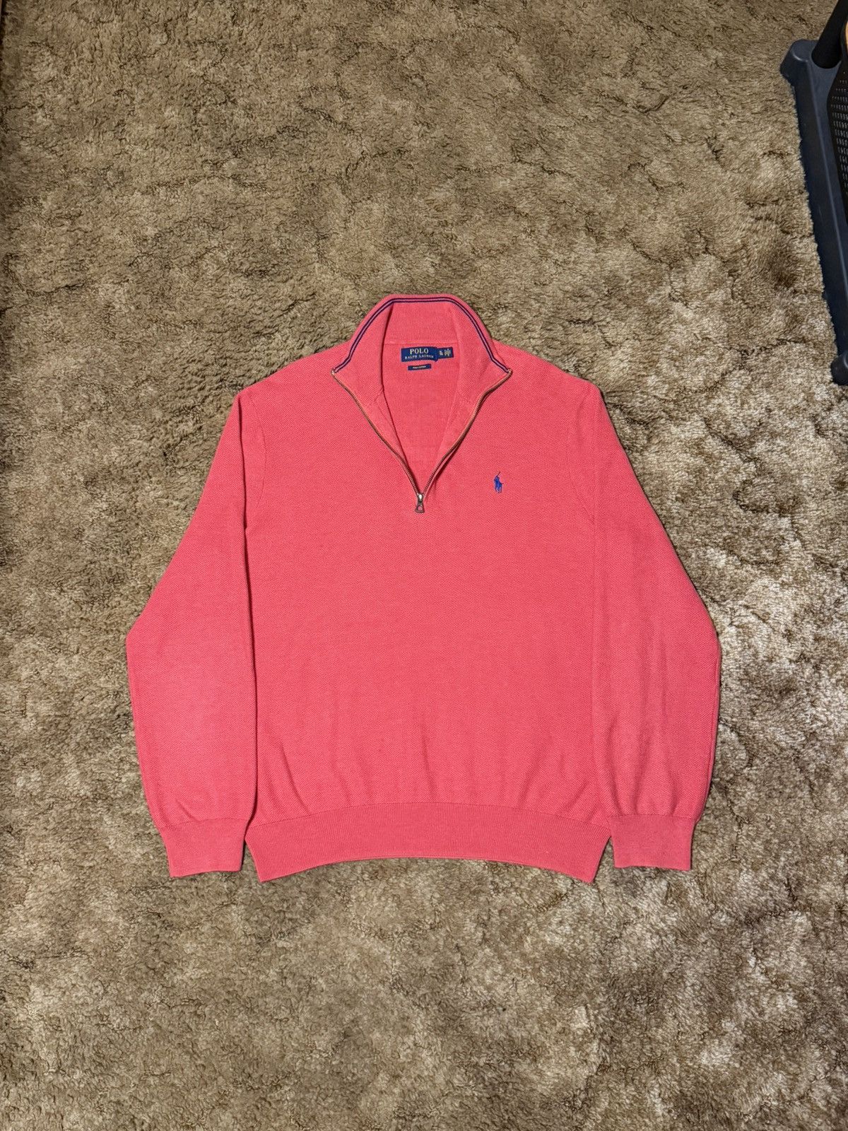 Polo Ralph Lauren Polo Ralph Lauren Pima Cotton Quarter Zip Sweater Pink XL Size US XL / EU 56 / 4 - 6 Thumbnail