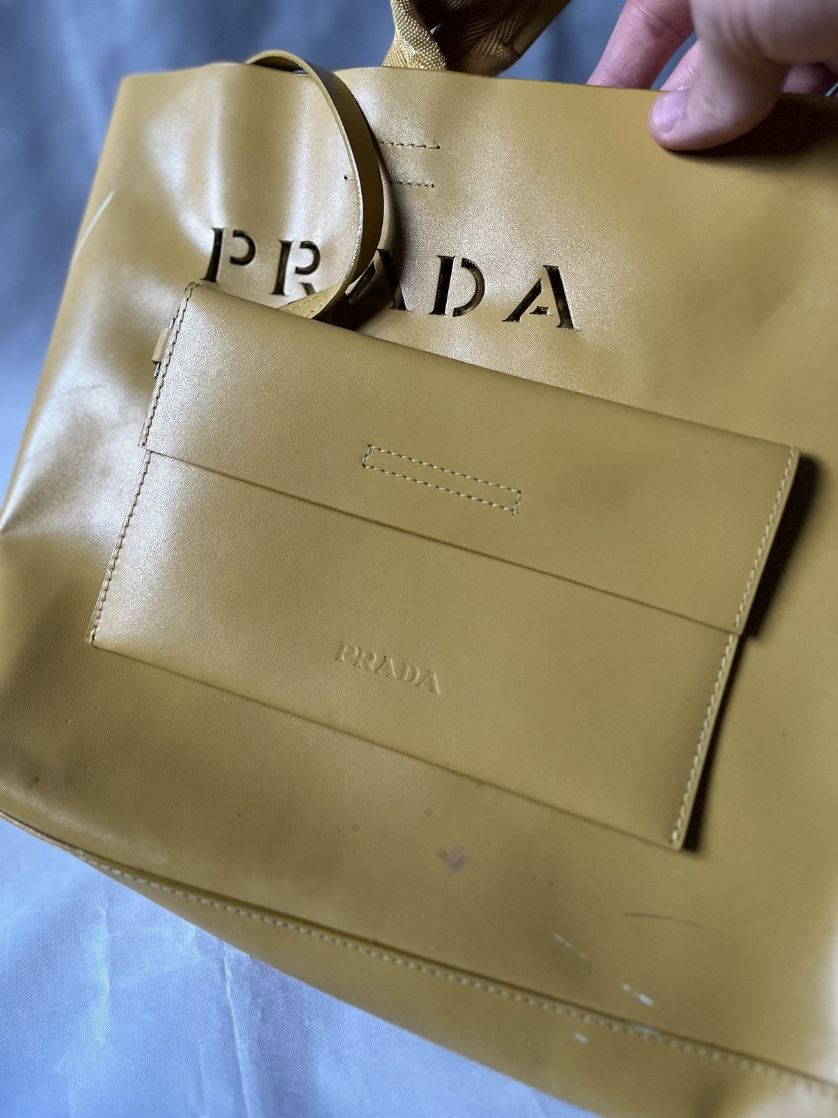 Prada Prada Beige Leather Tote Bag + Mini Bag – Italy Size ONE SIZE - 4 Thumbnail