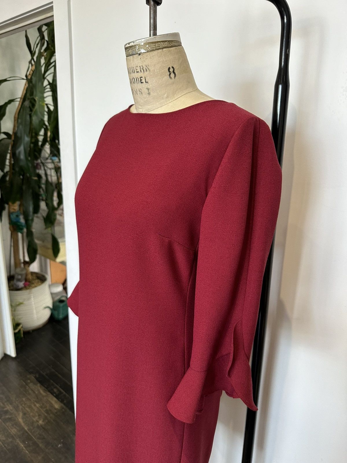 Karl Lagerfeld KARL LAGERFELD PARIS Wine Red Dress Size L / US 10 / IT 46 - 6 Thumbnail