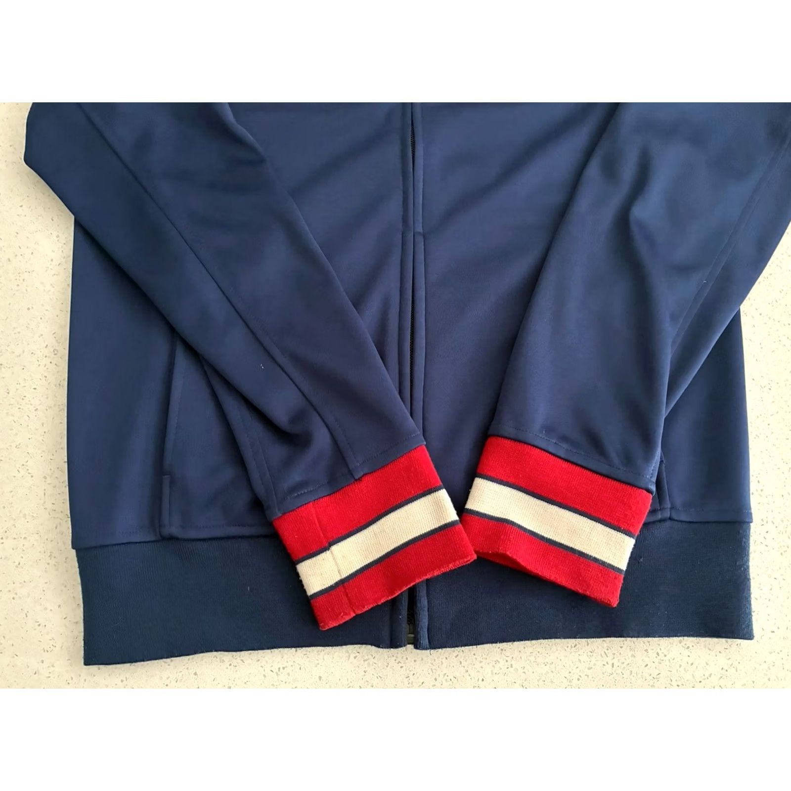 Vintage MONDETTA Track Jacket Men XS Blue USA Olympic Patch Full Zip Varsity Jacket Elastic Waist Short Jacket Solid Pattern Men Size US XS / EU 42 / 0 - 2 Thumbnail