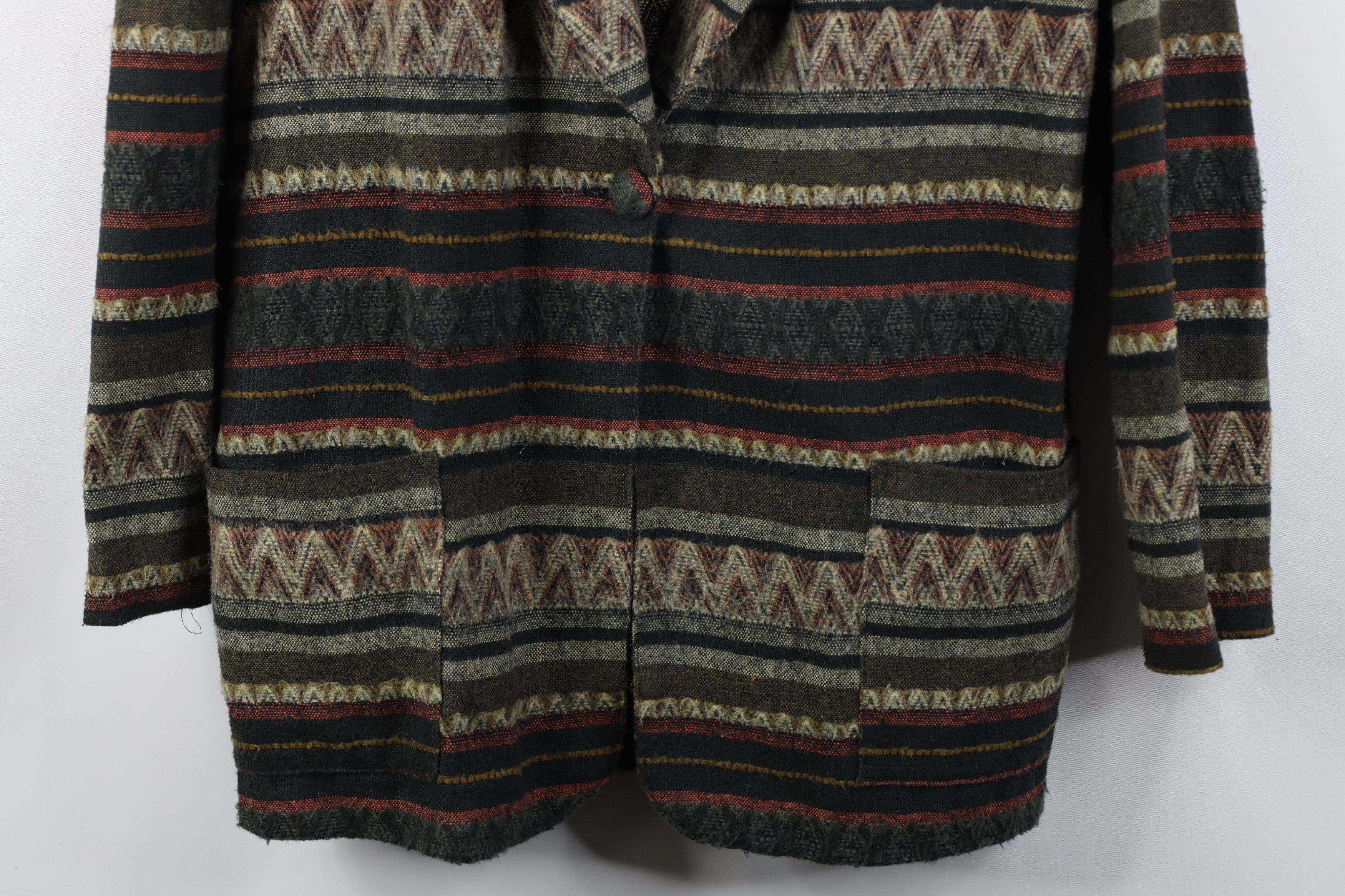 Vintage Vintage 90s Streetwear Tone Knit Suit Coat Blazer Jacket Size L / US 10 / IT 46 - 3 Thumbnail