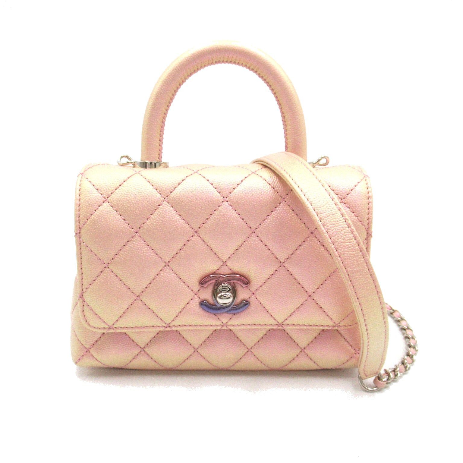 Chanel Chanel Coco Handle Matelasse Shoulder Bag Caviar Skin (Grained Calf) Pink Metallic Silver Hardware Size ONE SIZE - 1 Thumbnail