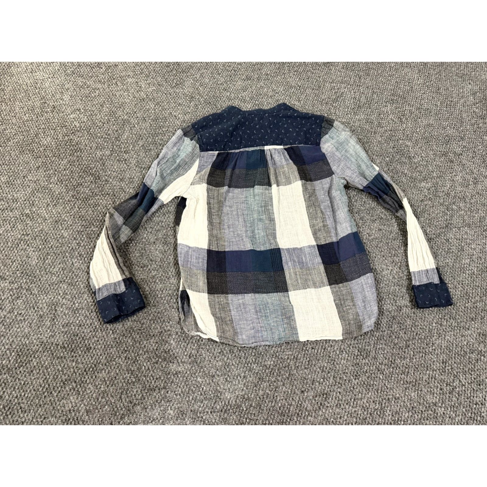 Lucky Brand Lucky Brand Shirt Womens XS Blue Plaid Patchwork Henley Long Sleeve Tunic Top Size XS / US 0-2 / IT 36-38 - 6 Thumbnail