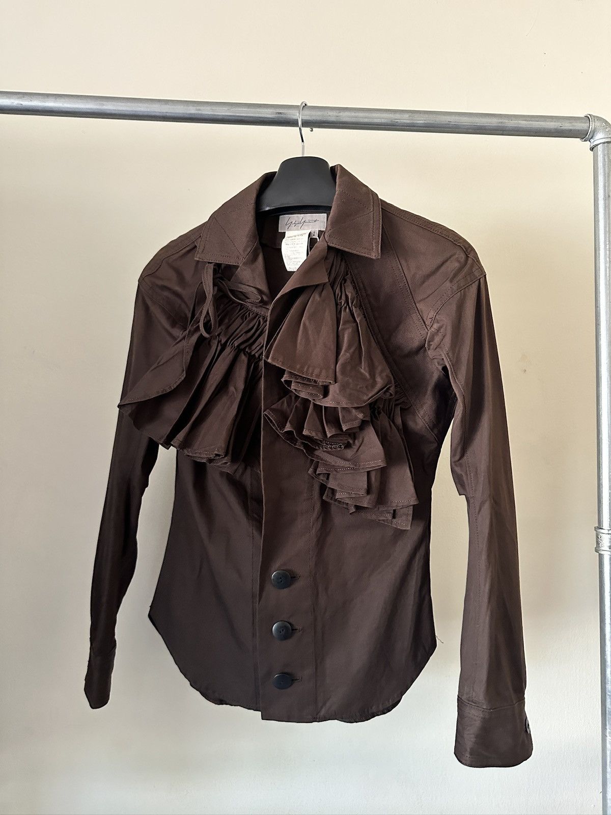 Yohji Yamamoto SS2006 Yohji Yamamoto 3 Button Stained Ruffle Shirt Size S / US 4 / IT 40 - 3 Thumbnail