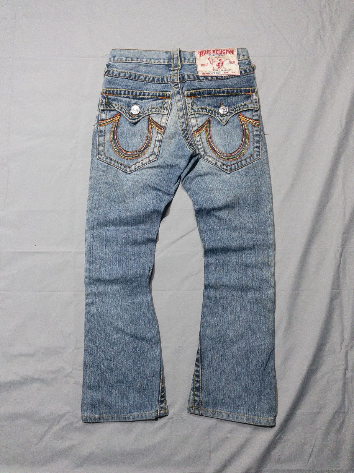 True Religion Joey Big T Flare Jeans Multi Color Embroidery