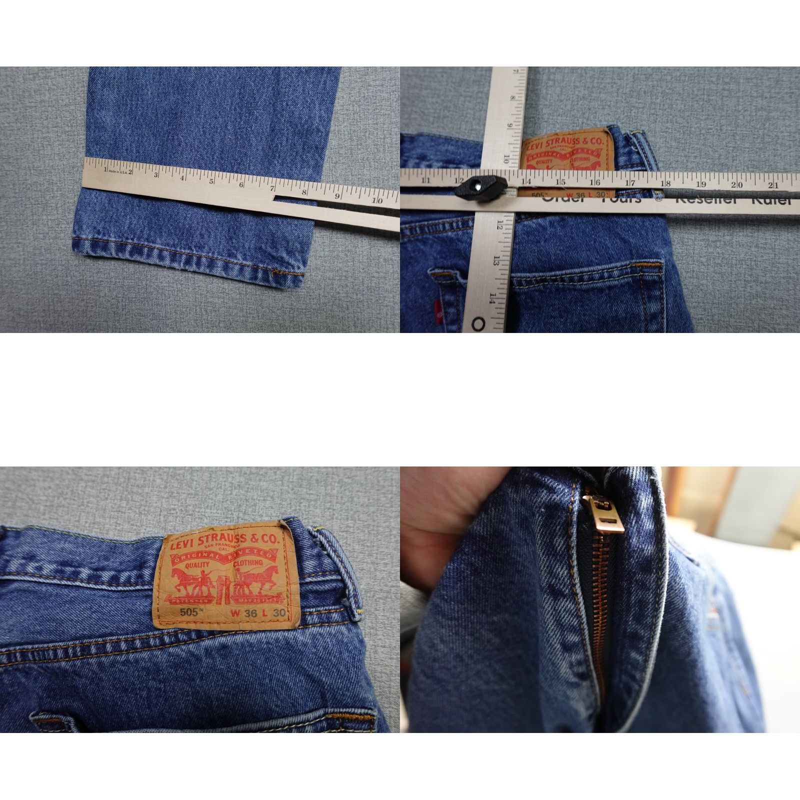 Levi's Levi's 505 Jeans Mens 36x30 Blue Regular Fit Dark Wash Rancher Western Cowboy Jeans Size US 36 / EU 52 - 8 Thumbnail