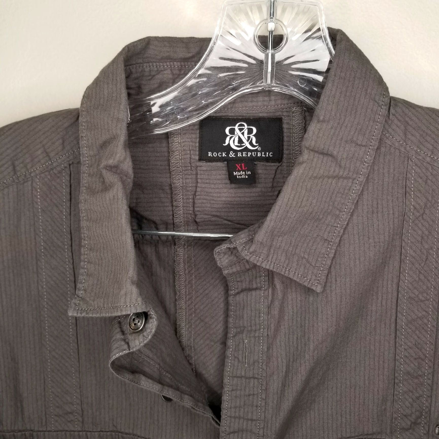 Vintage Rock & Republic Shirt Men's Long Sleeve Button-Up XL Gray Size US XL / EU 56 / 4 - 3 Thumbnail