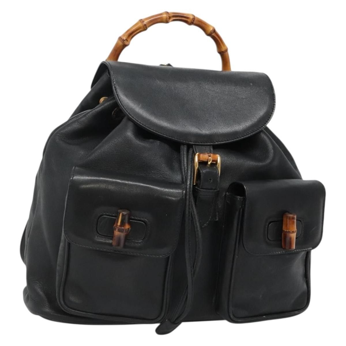 Gucci Gucci Vintage Bamboo Backpack Leather Size ONE SIZE - 1 Thumbnail