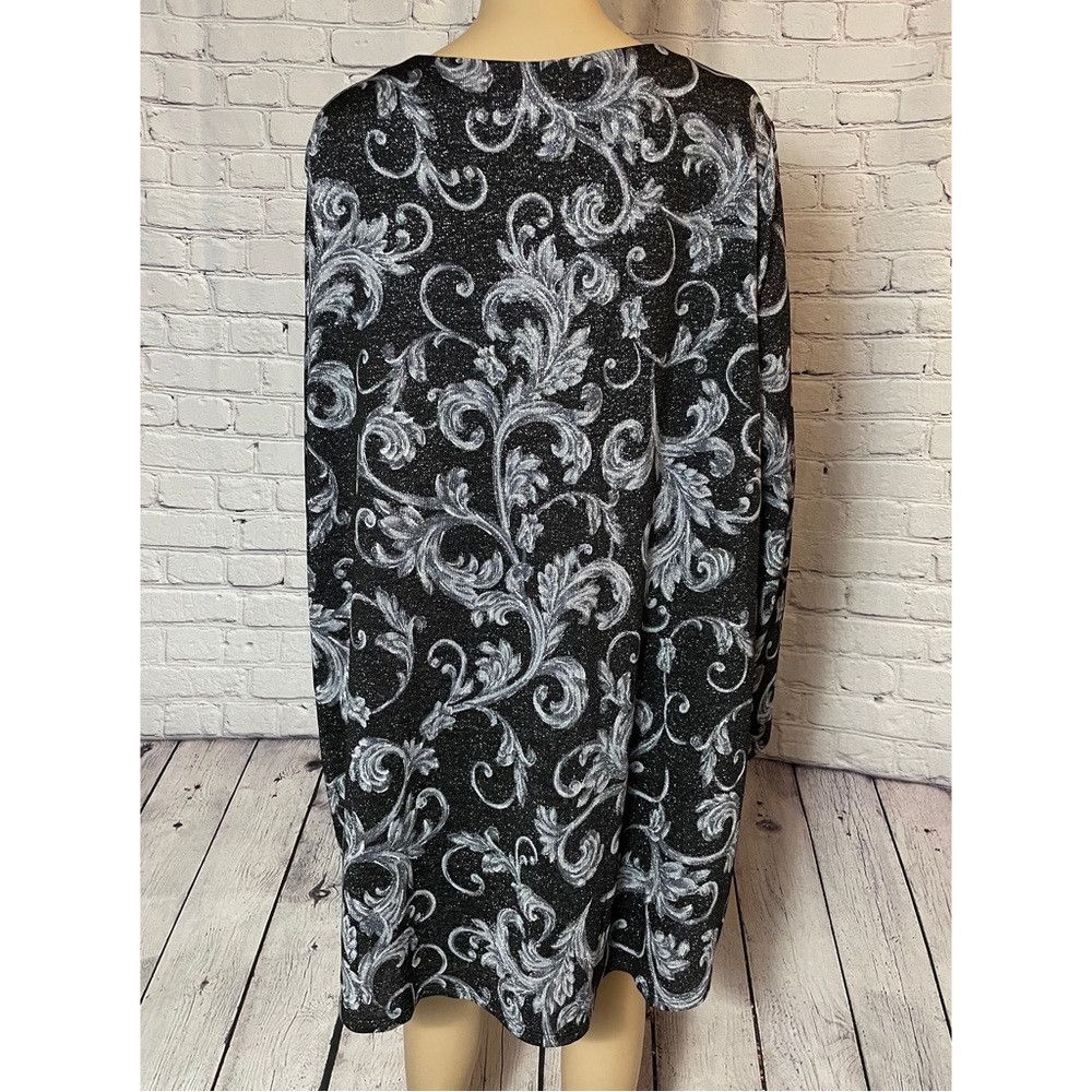 Other NWT New Susan Graver Printed Lurex Black Grey Knit Top Size Size 3XL / US 20-22 - 4 Thumbnail