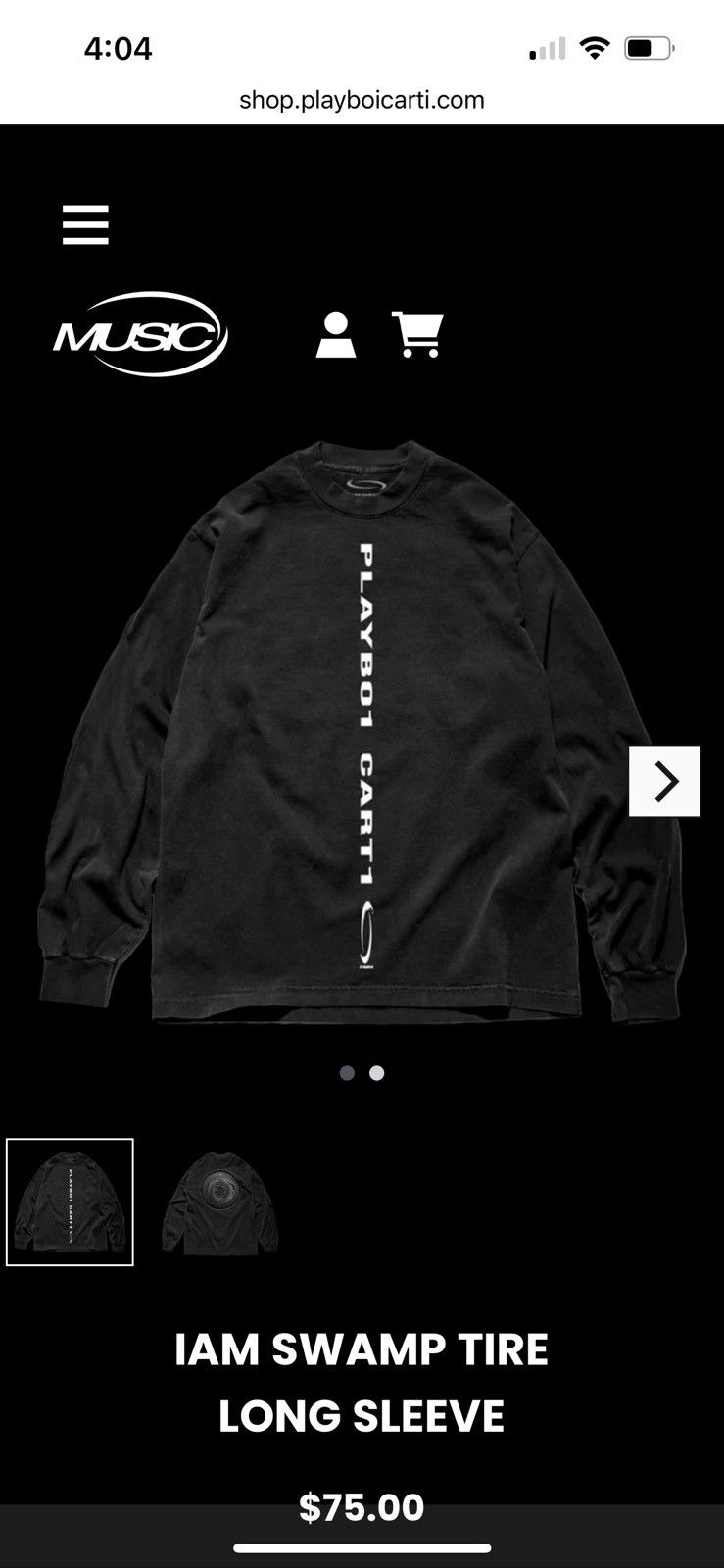 Playboi Carti iAM SWAMP TiRE L/S TEE OPiUM i AM MUSiC GOTH CRUST PUNK Size US L / EU 52-54 / 3 - 5 Thumbnail