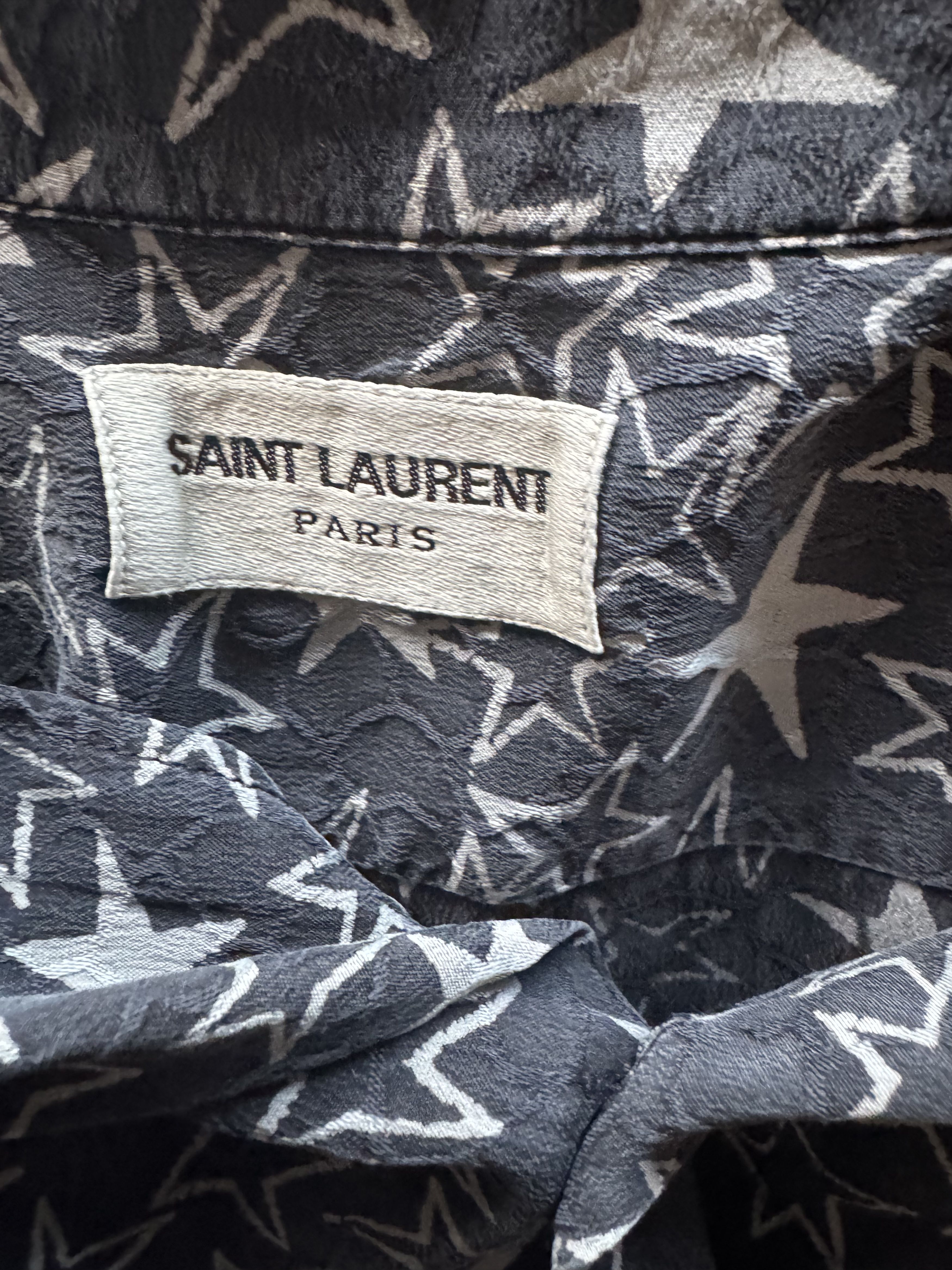 Saint Laurent Paris SS20 Star Print Silk Shirt Size US S / EU 44-46 / 1 - 16 Thumbnail