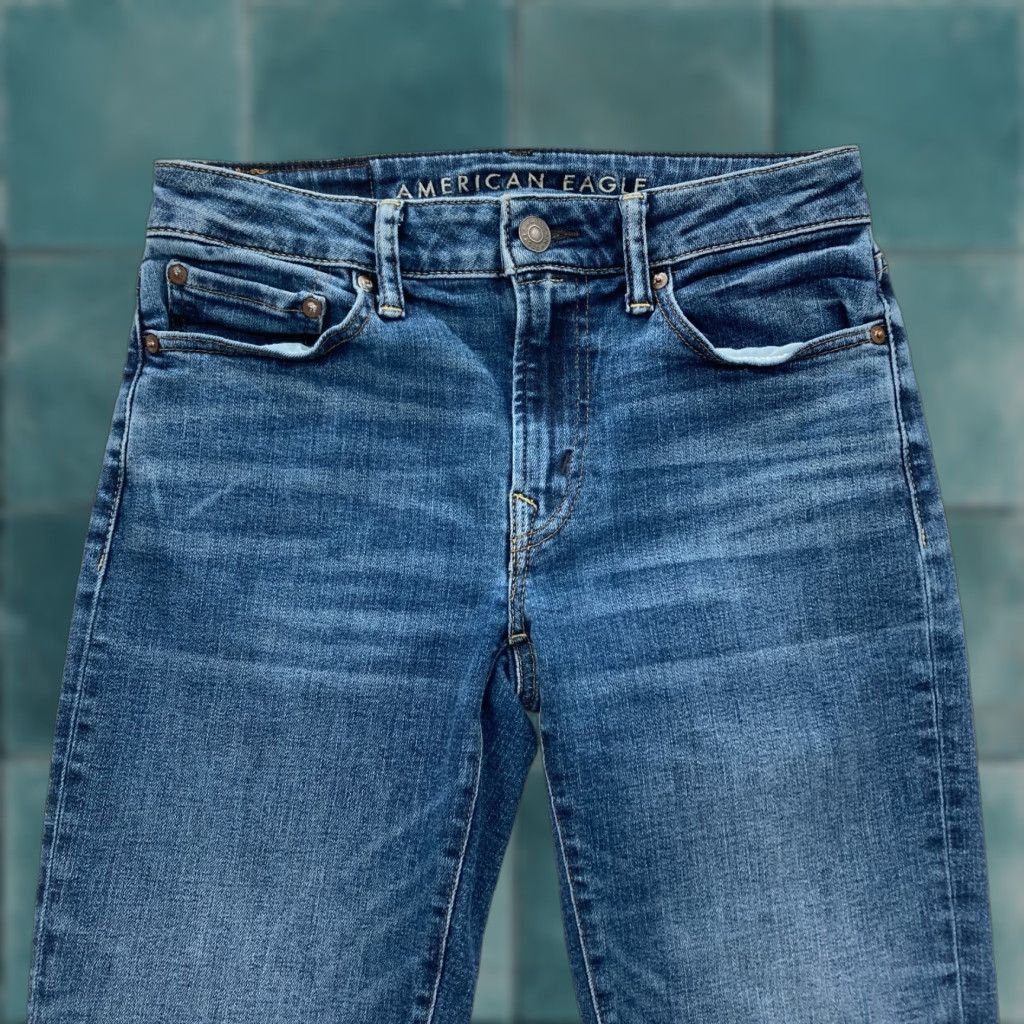 American Eagle Outfitters American Eagle Outfitters Jeans Mens 28x32 Skinny Medium Blue Stretch Denim Pant Distressed Size US 28 / EU 44 - 1 Thumbnail