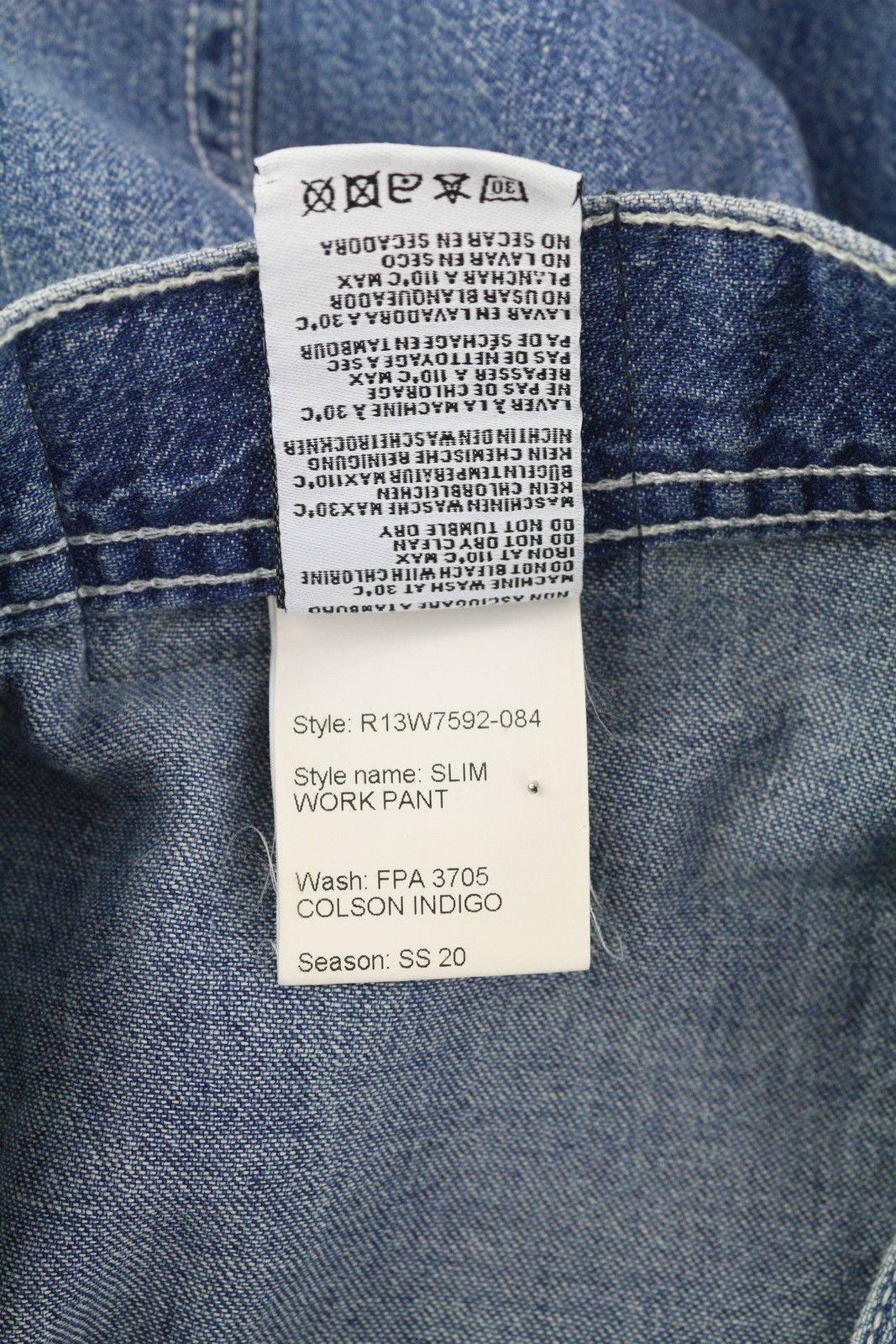 R13 SLIM WORK 27 Washed Colson Indigo High Waist 84460 Size 27" / US 4 / IT 40 - 7 Thumbnail