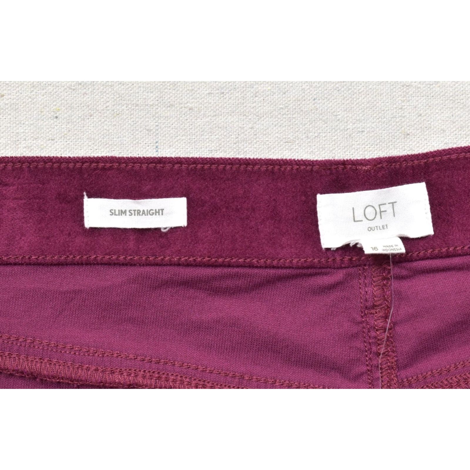 Loft LOFT Outlet Slim Straight Corduroy Pants Women's Size 16 Burgundy Mid Rise Pockets Casual Dress Pants Fashion Pants Womens Fall Winter Spring New Size 38" / US 16 / IT 52 - 4 Thumbnail